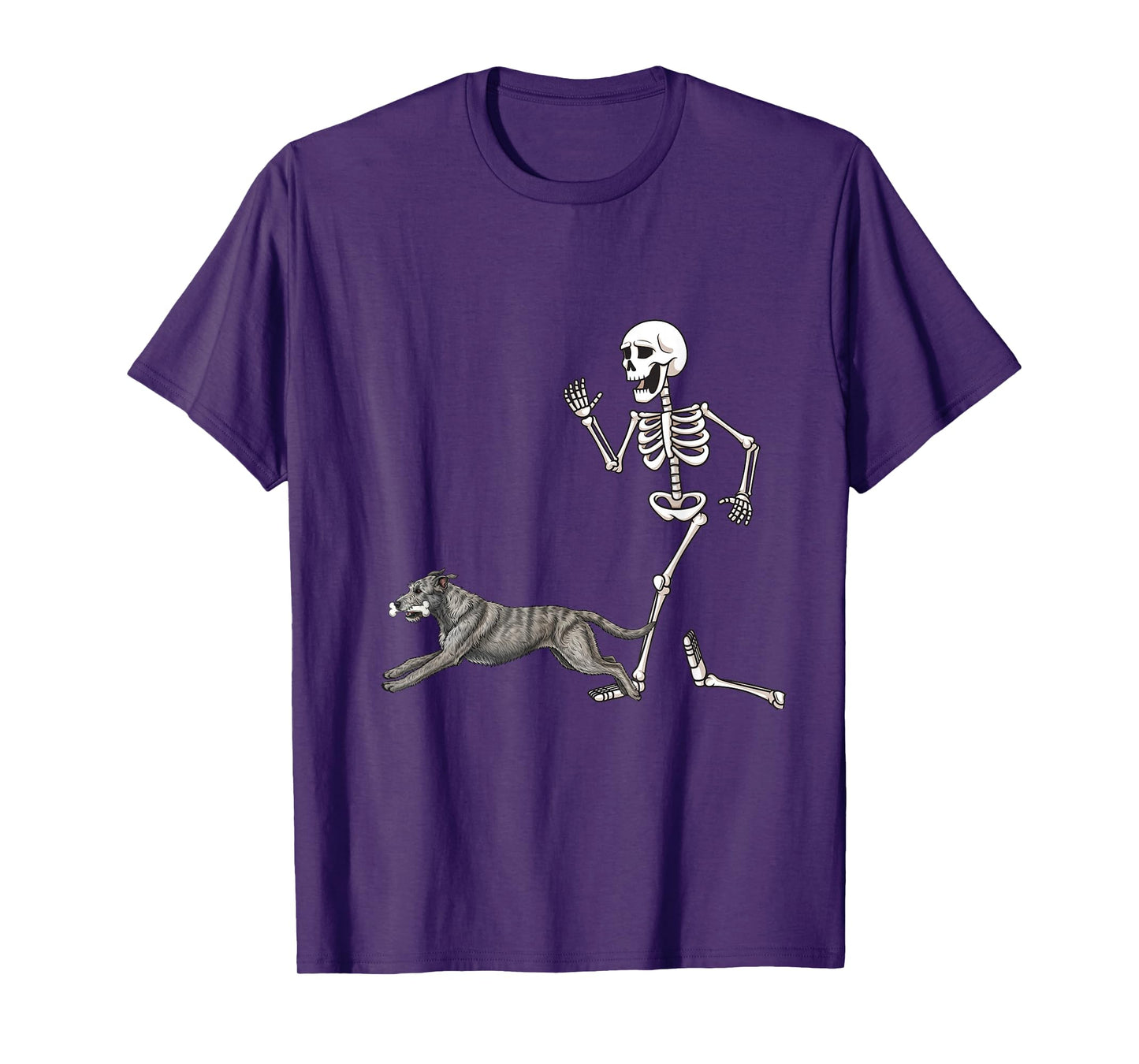 Funny Halloween Irish Wolfhound and Skeleton T-Shirt