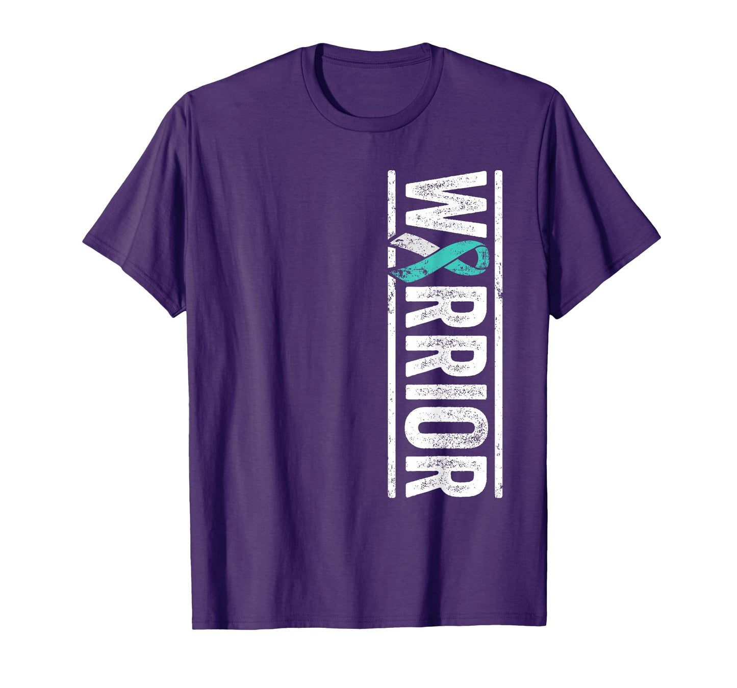 Cervical Cancer Warrior - Sideways Teal Awareness Ribbon T-Shirt