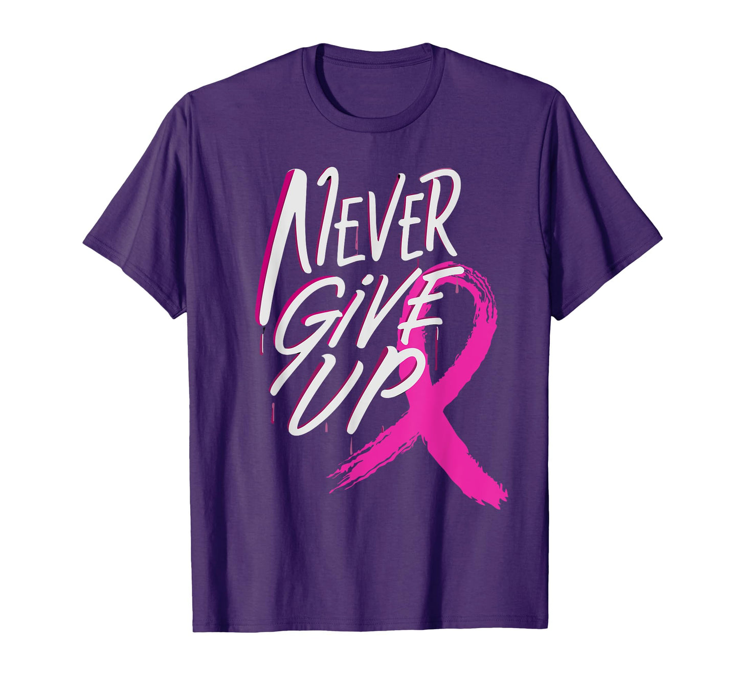Never give up Breast Cancer Awareness Pink Ribbon T-Shirt