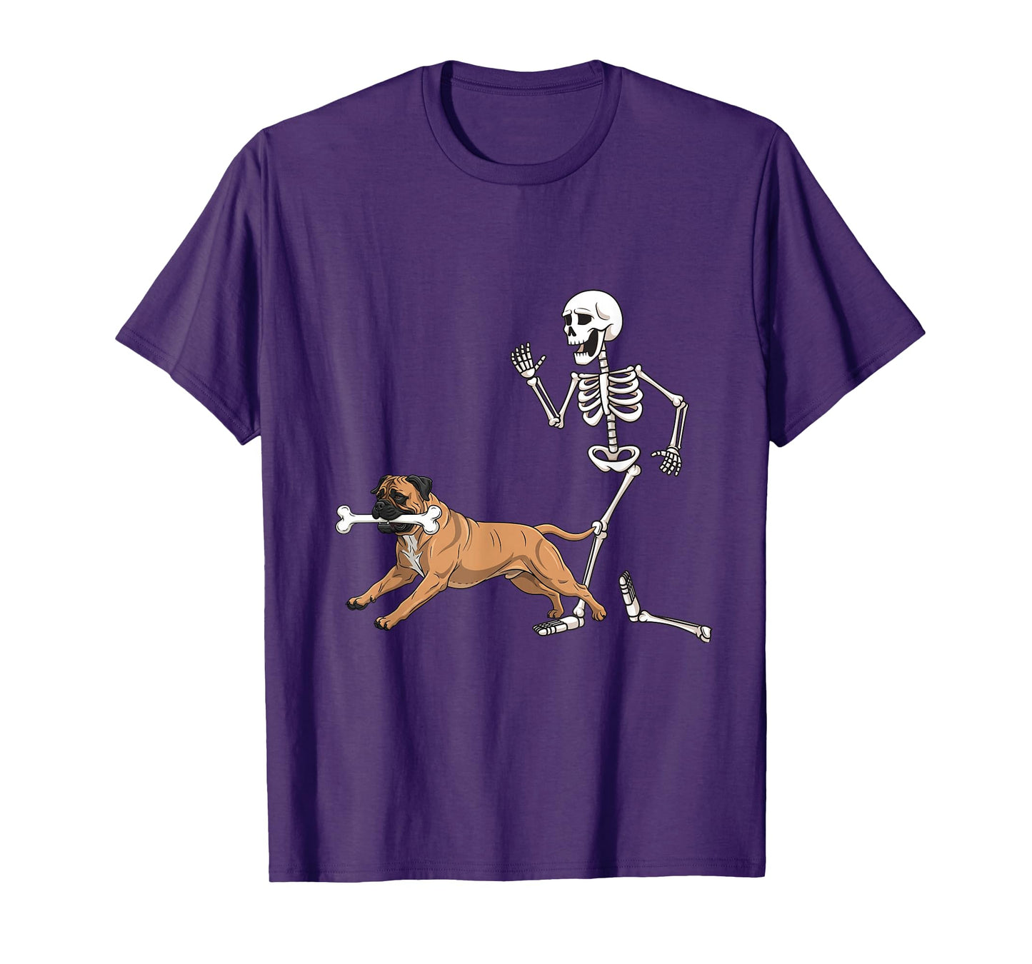 Funny Halloween Bullmastiff and Skeleton T-Shirt