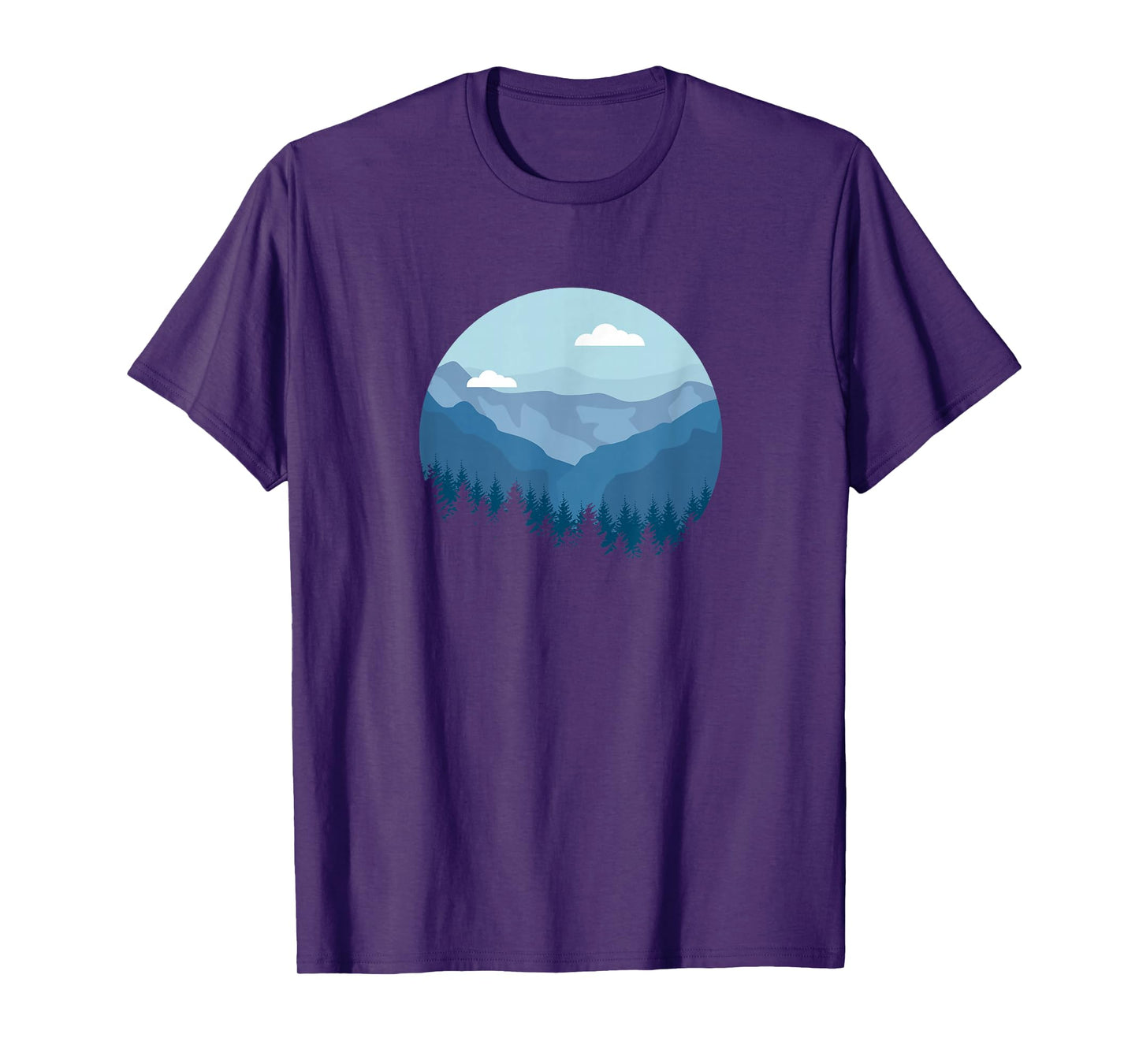 Blue Mountain and Forest Scene Silhouette T-Shirt