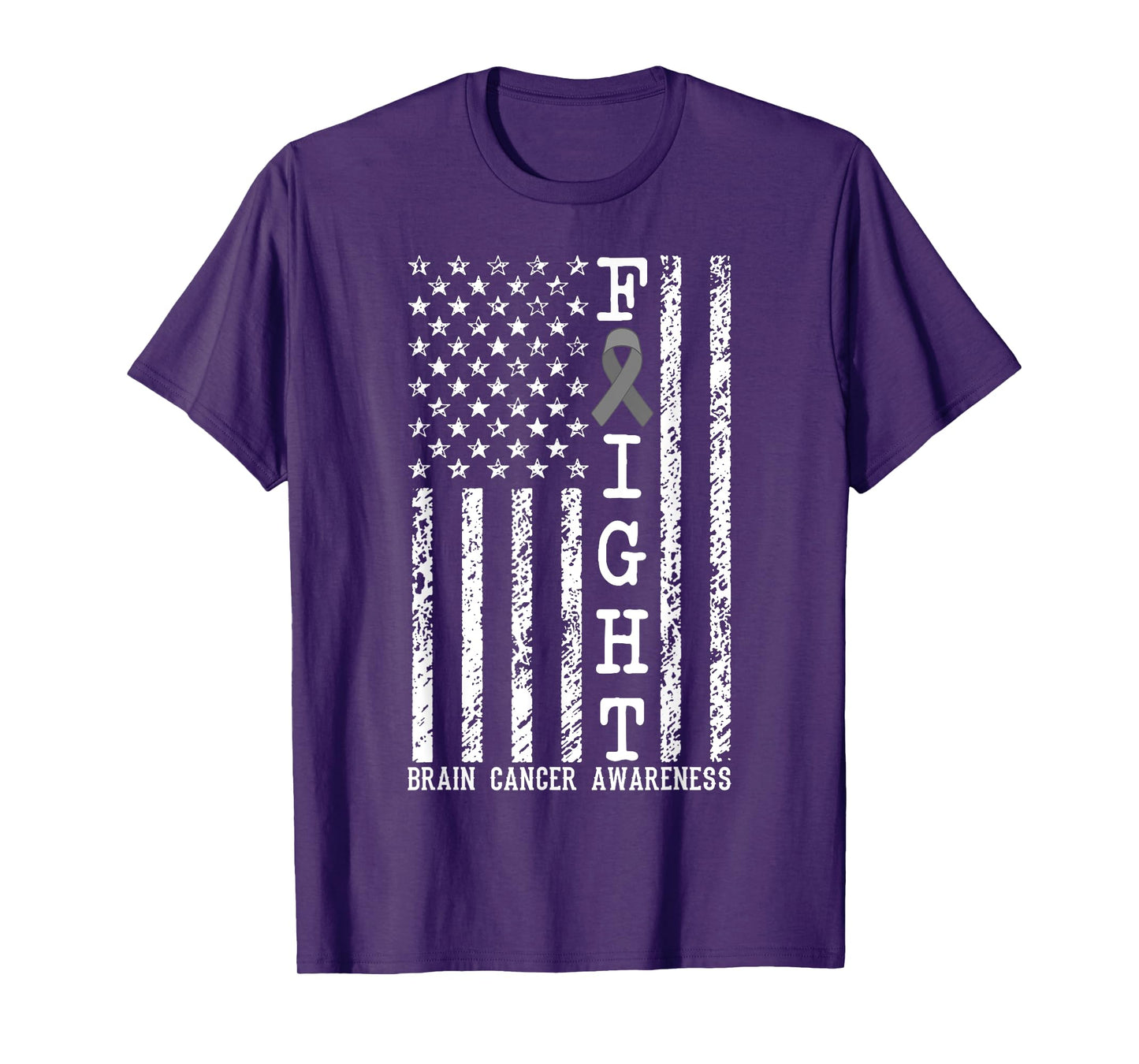 Fight Brain Cancer Awareness American Flag United States T-Shirt
