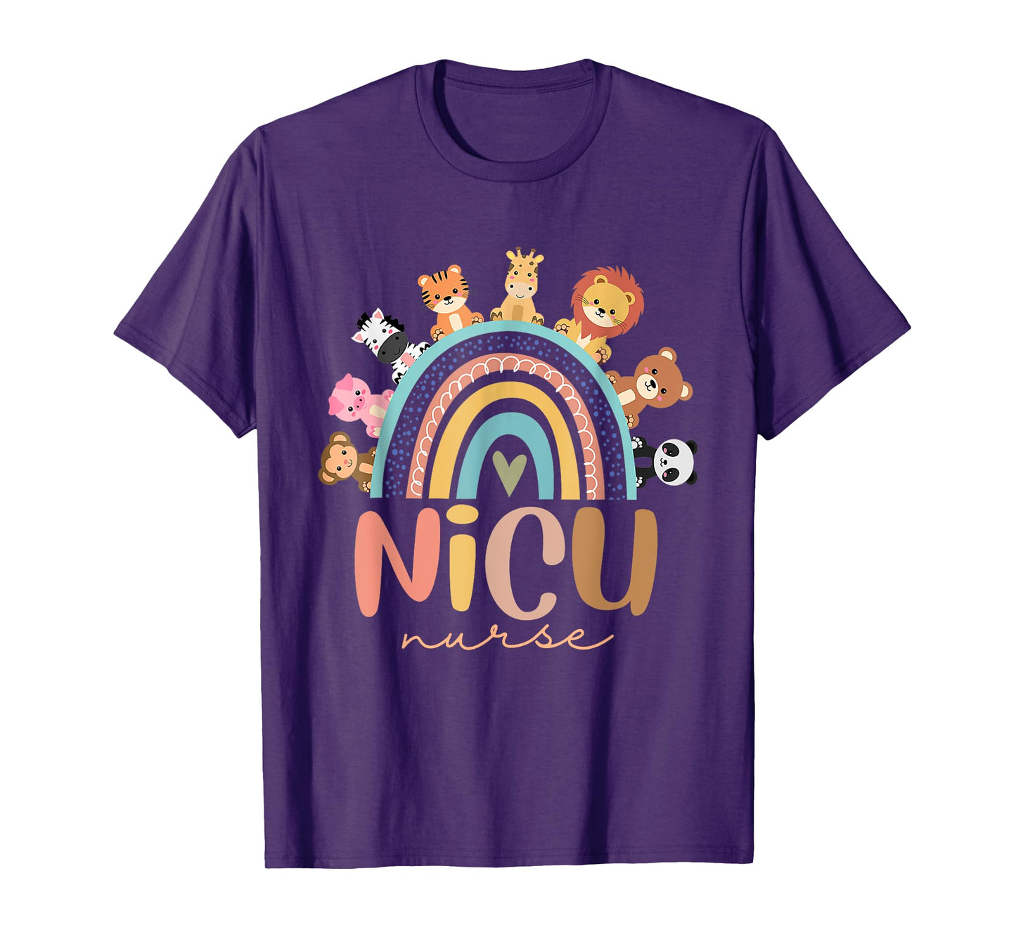 Nicu Nurse Rainbow Animal Neonatal Nicu Nurse Appreciation T-Shirt