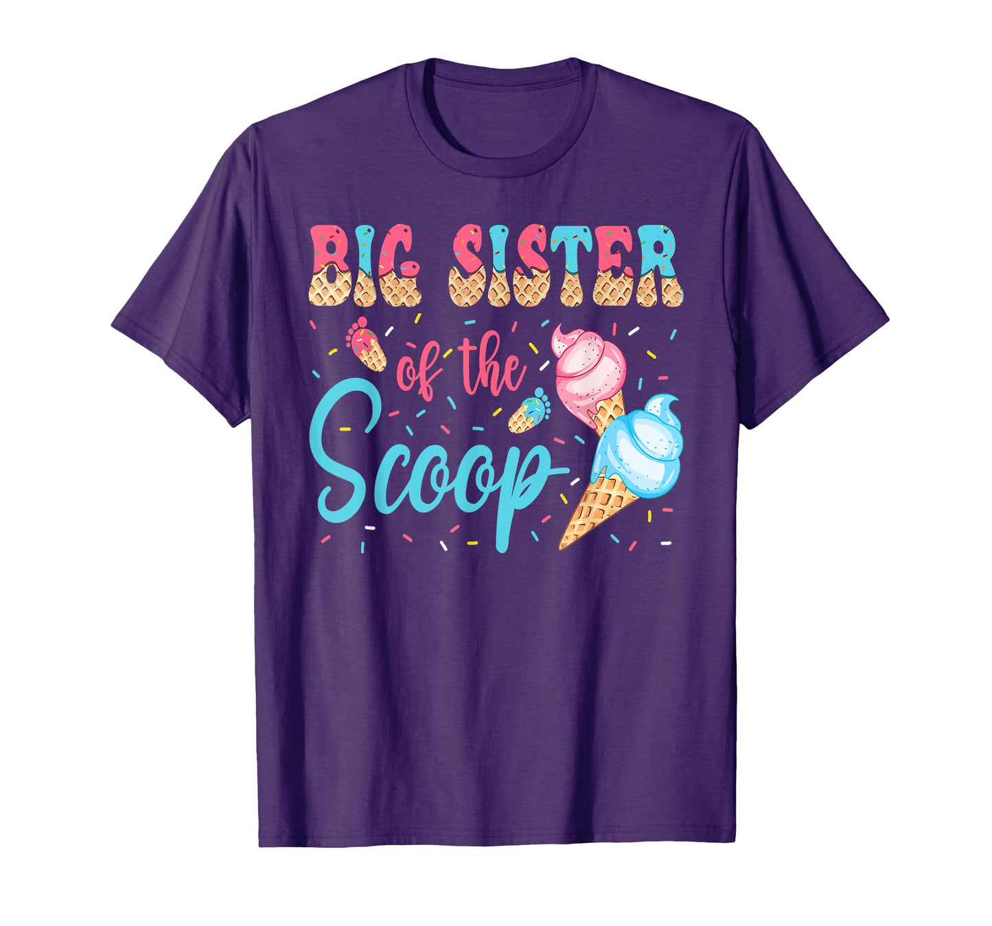 Big Sister Of The Scoop Ice Cream Gender Reveal Baby Shower T-Shirt