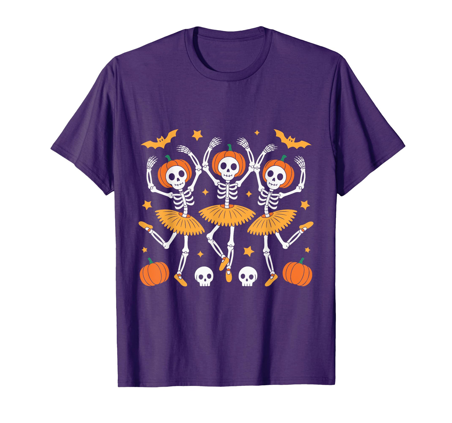 Ballet Pumpkin Skeleton Scary Ghost Costume Halloween T-Shirt