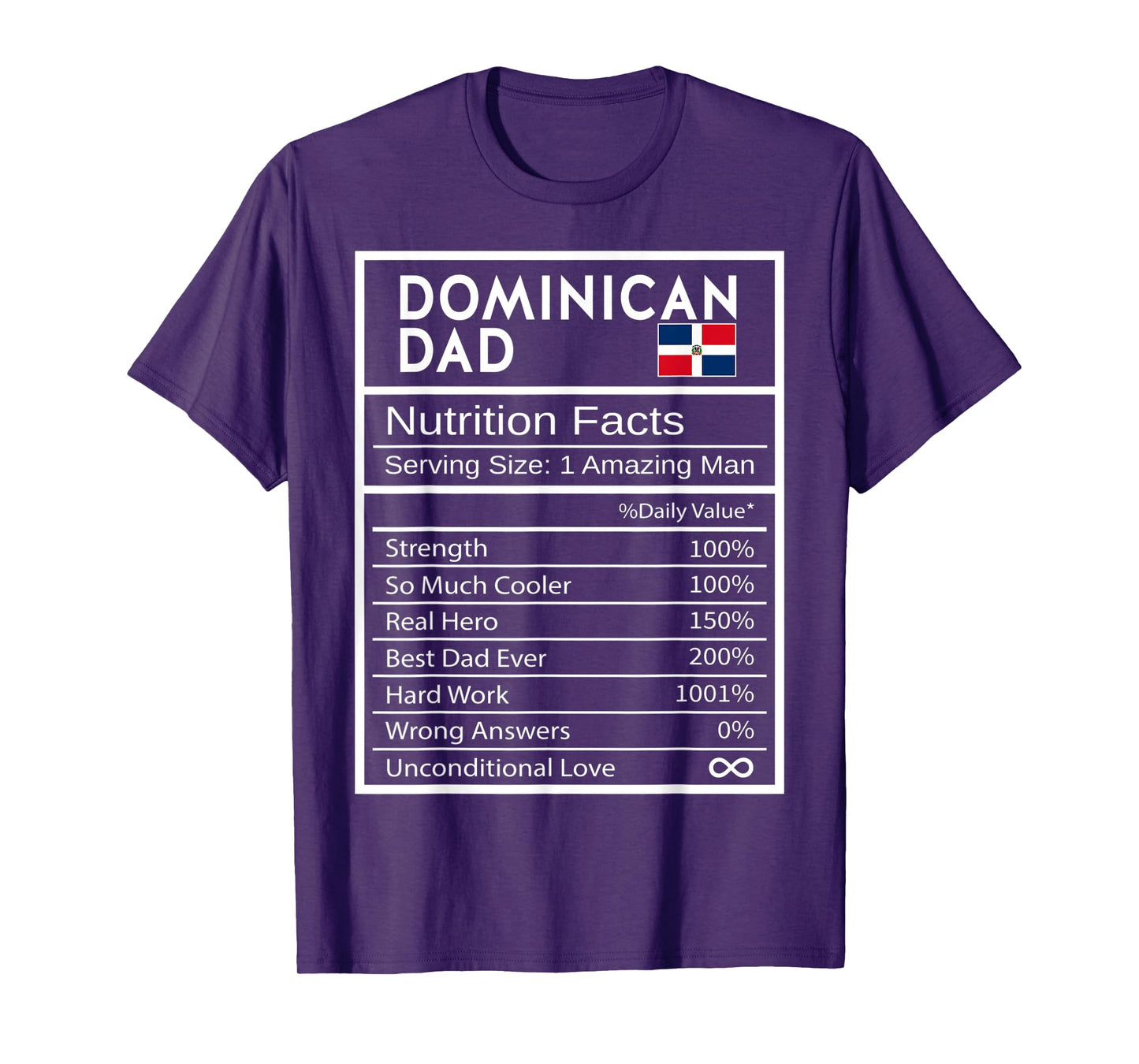 Mens Dominican Dad Nutrition Facts National Pride Father's Day T-Shirt