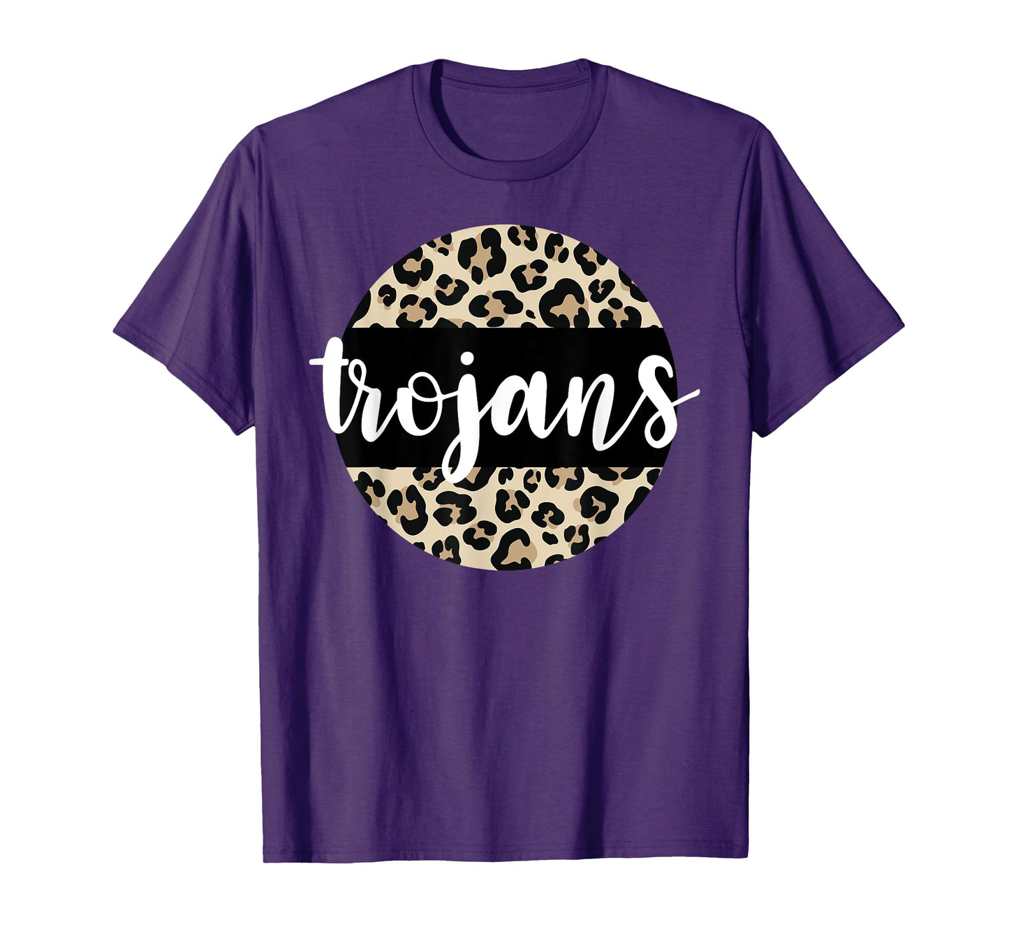 Leopard Print Trojans Team Mascot School Spirit Game Night T-Shirt