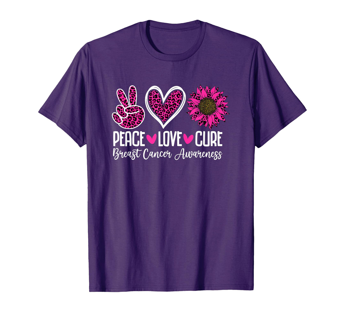 Peace Love Cure Breast Cancer Awareness T-Shirt