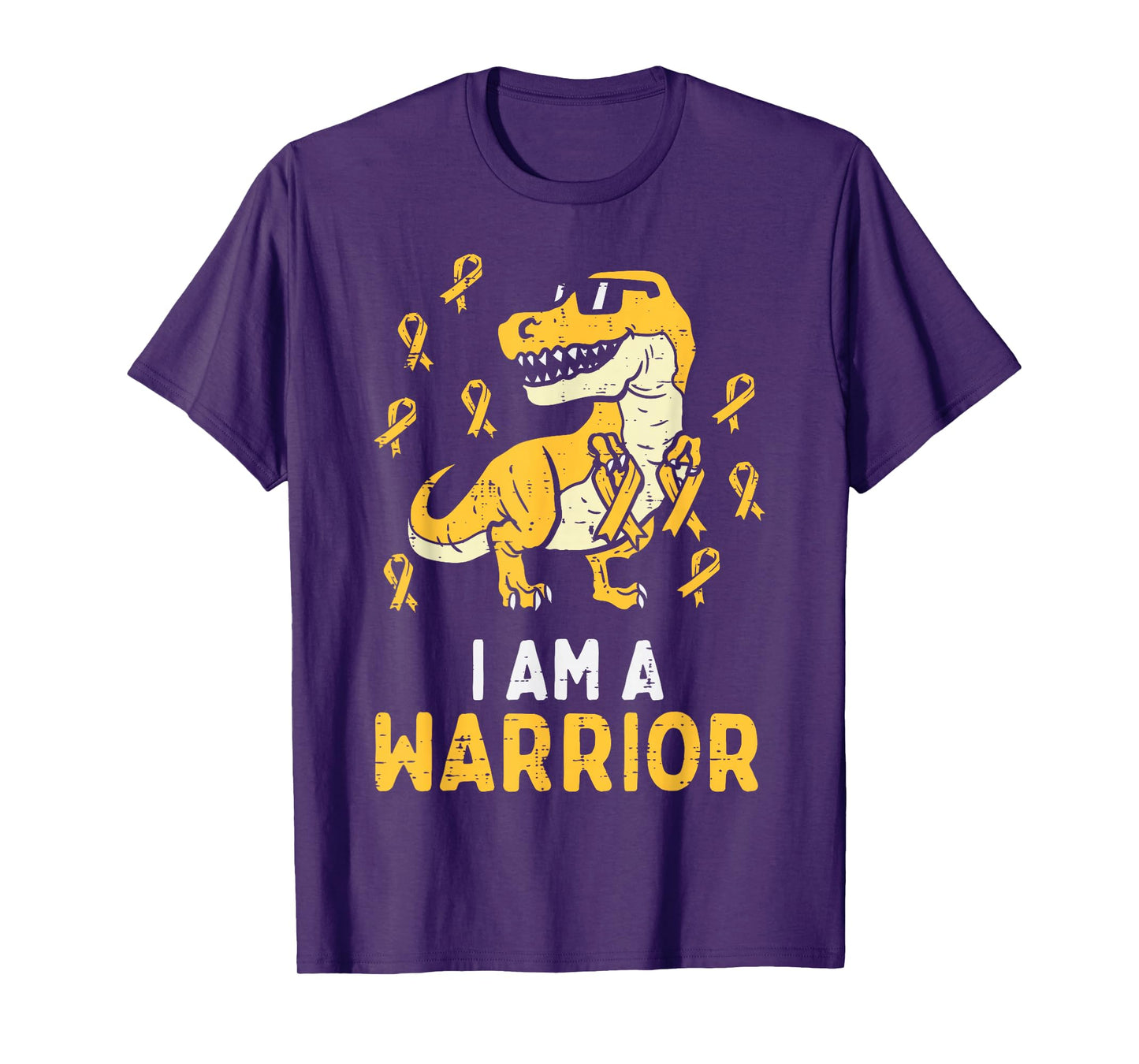Trex Warrior Childhood Cancer Ribbon Awareness Dinosaur Boys T-Shirt