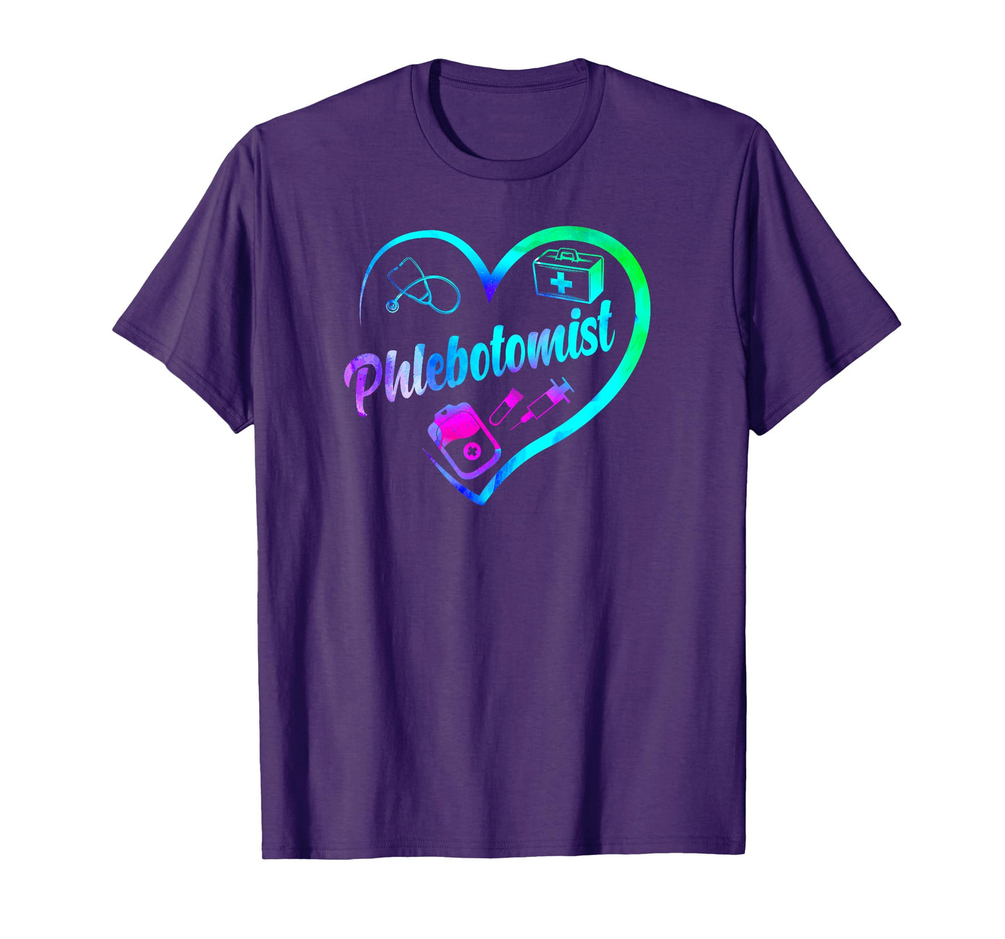 Phlebotomist Tech Technician Heart Watercolor T-Shirt