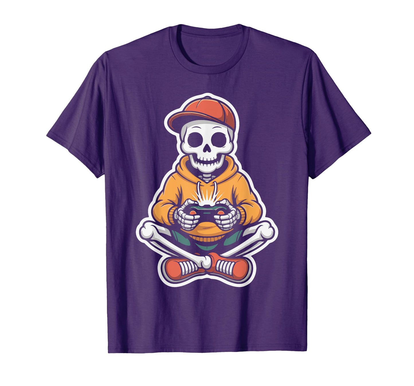 Spooky Halloween Skeleton Gamer Mens Boys Funny Video Play T-Shirt
