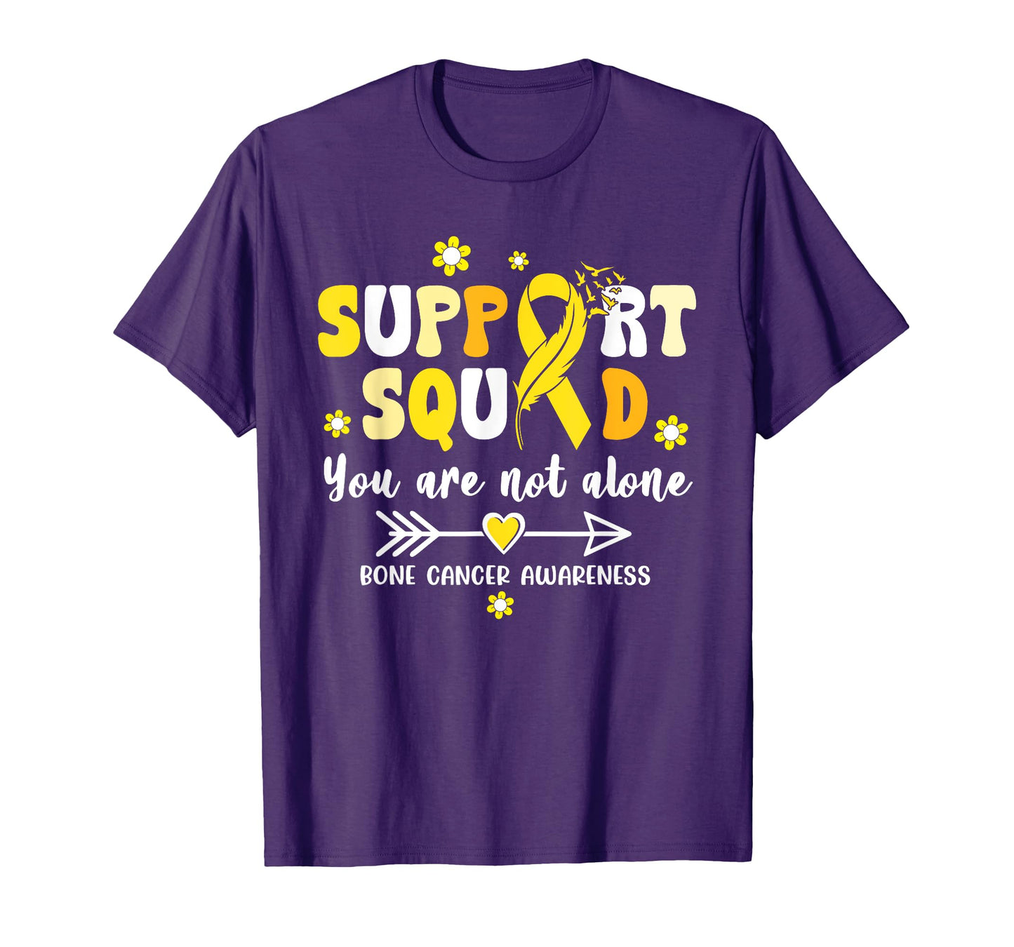 Groovy Support Squad Yellow Ribbon Bone Cancer Awareness T-Shirt