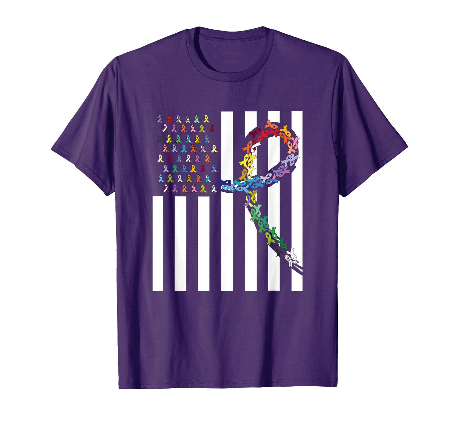 All Cancer Matters Awareness USA Flag All Ribbons T-Shirt