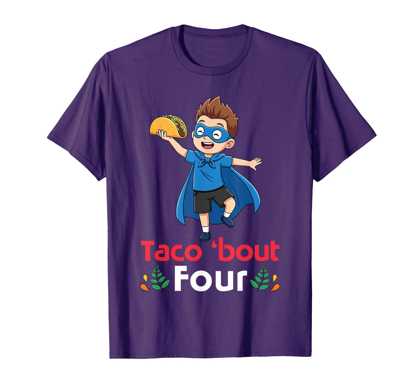 Cute Boy with Tacos Happy Birthday Taco Bout 4 Years Old T-Shirt
