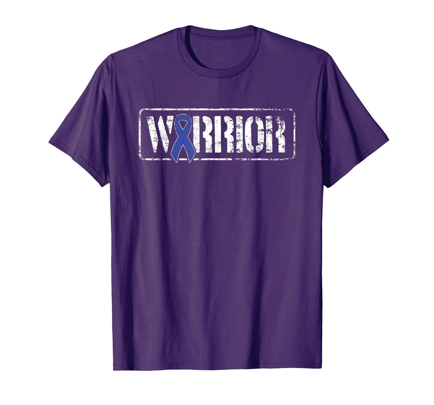 Colorectal Cancer Warrior - Dark Blue Military-Style Ribbon T-Shirt