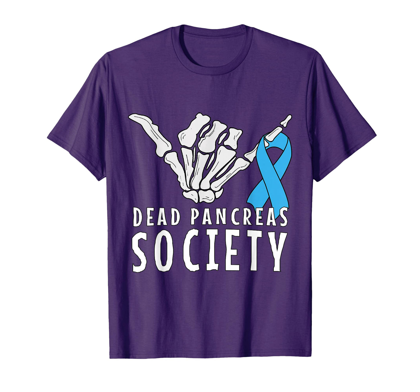 Dead Pancreas Society Halloween Blue Skeleton Hand T-Shirt