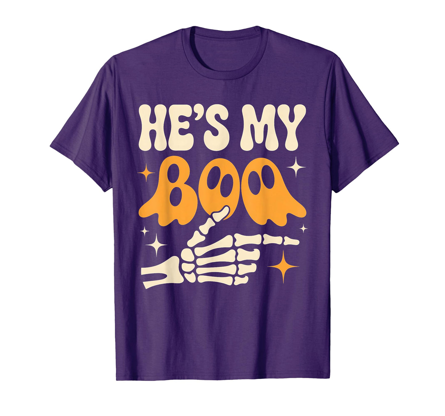 Funny He's My Boo Skeleton Matching Couple Halloween T-Shirt