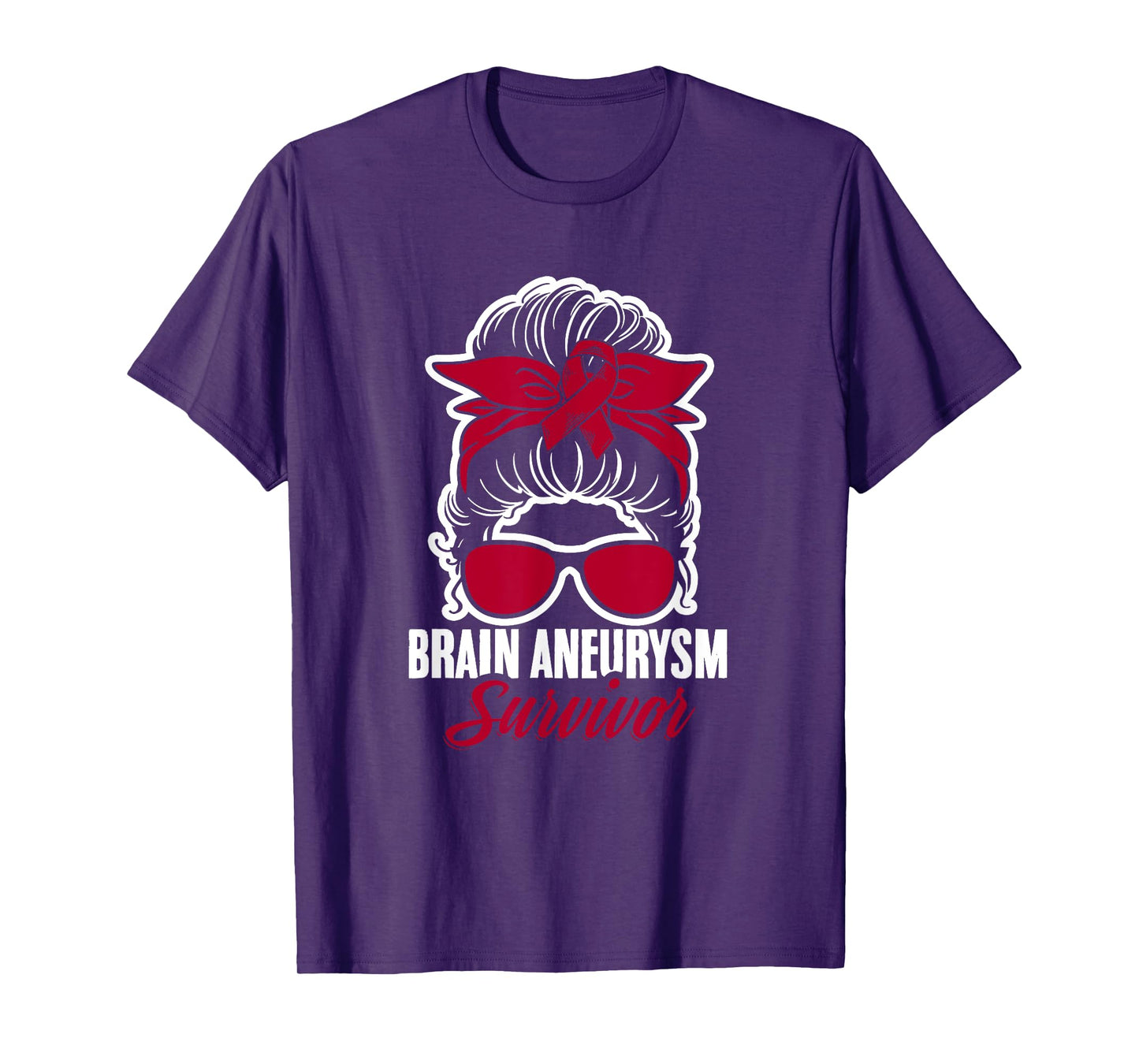 Aneurysm Survivor Messy Hair Aortic Brain Aneurysm Awareness T-Shirt