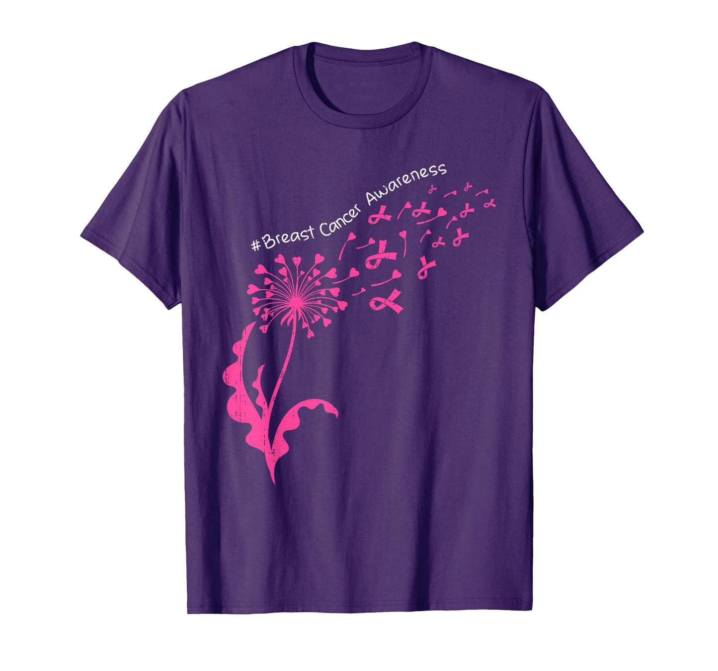 Dandelion Breast Cancer Awareness Pink Ribbon Support Womens T-Shirt