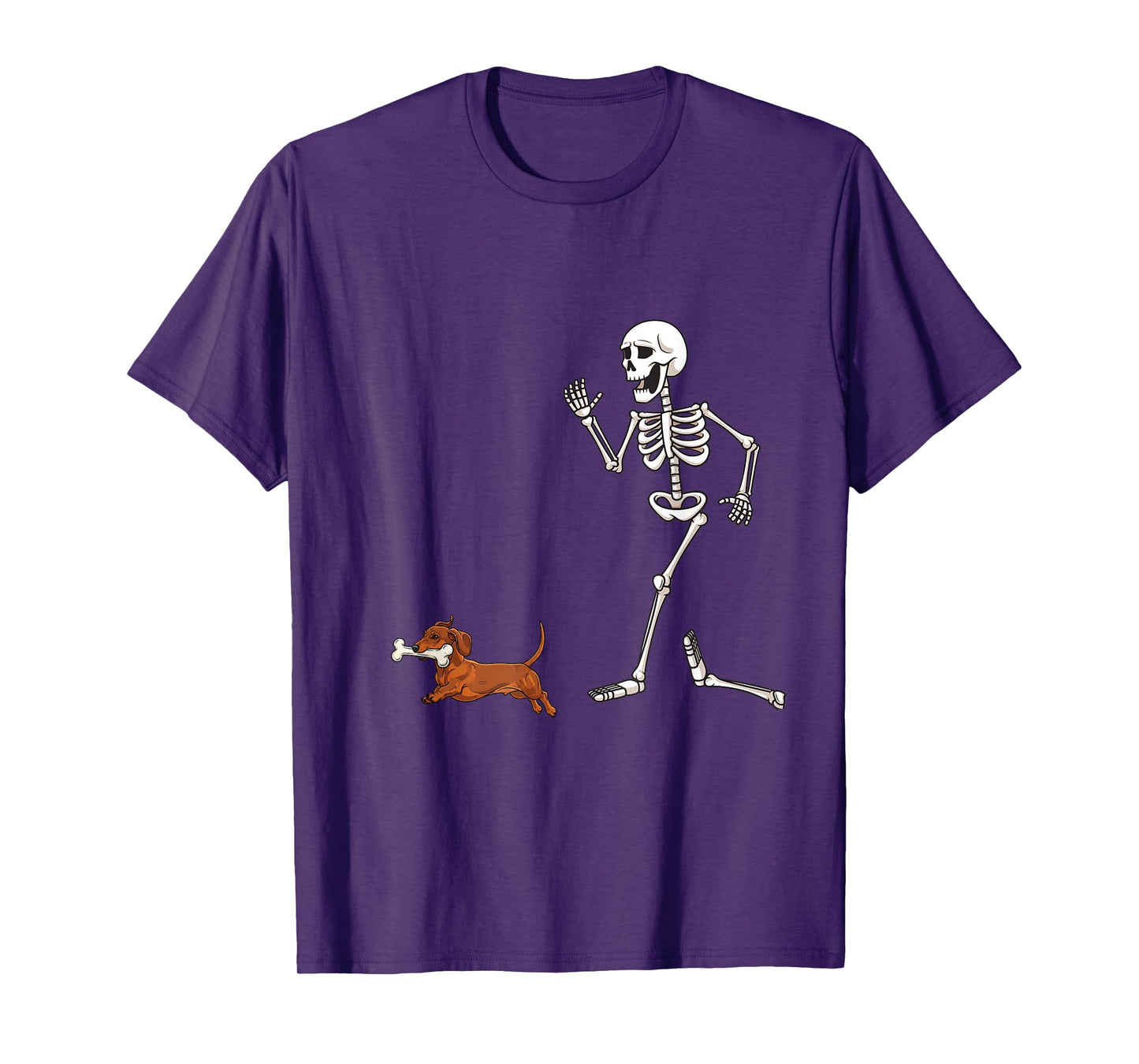 Funny Halloween Dachshund and Skeleton T-Shirt