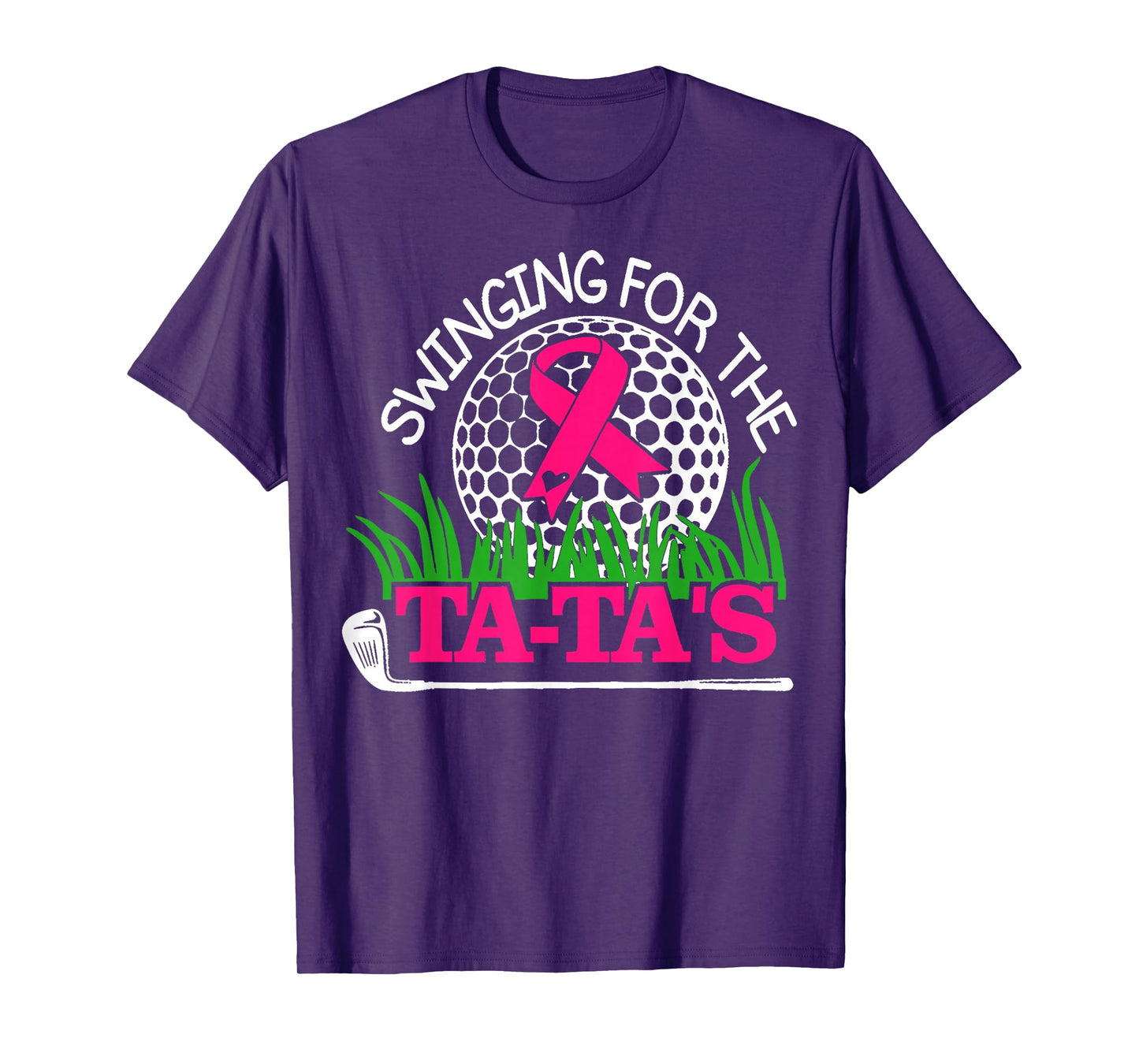 Breast Cancer Awareness Swinging For the Ta Tas Funny Golf T-Shirt