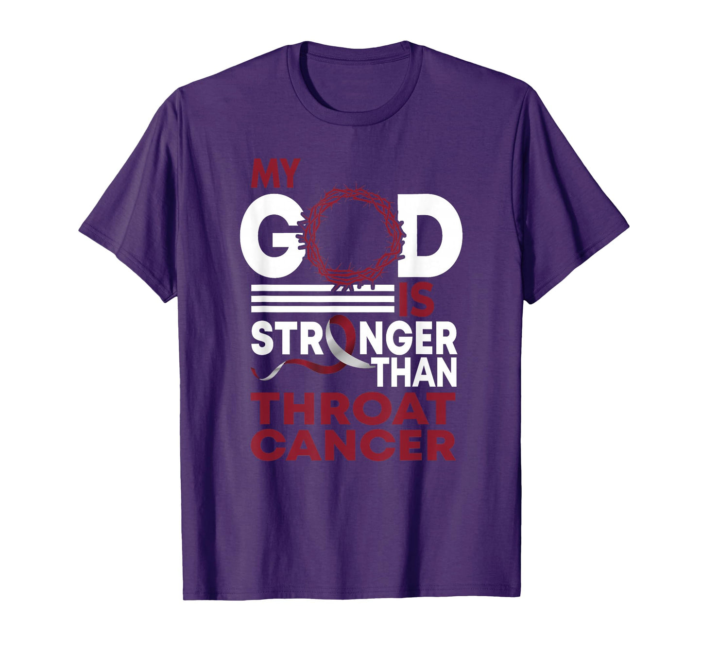 Faith My God Is Stronger Than Throat Cancer Awareness Ribbon T-Shirt