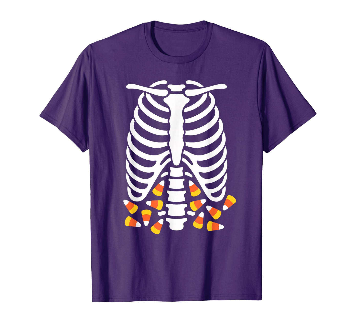 Candy Corn Explosion Inside Skeleton Halloween Art T-Shirt