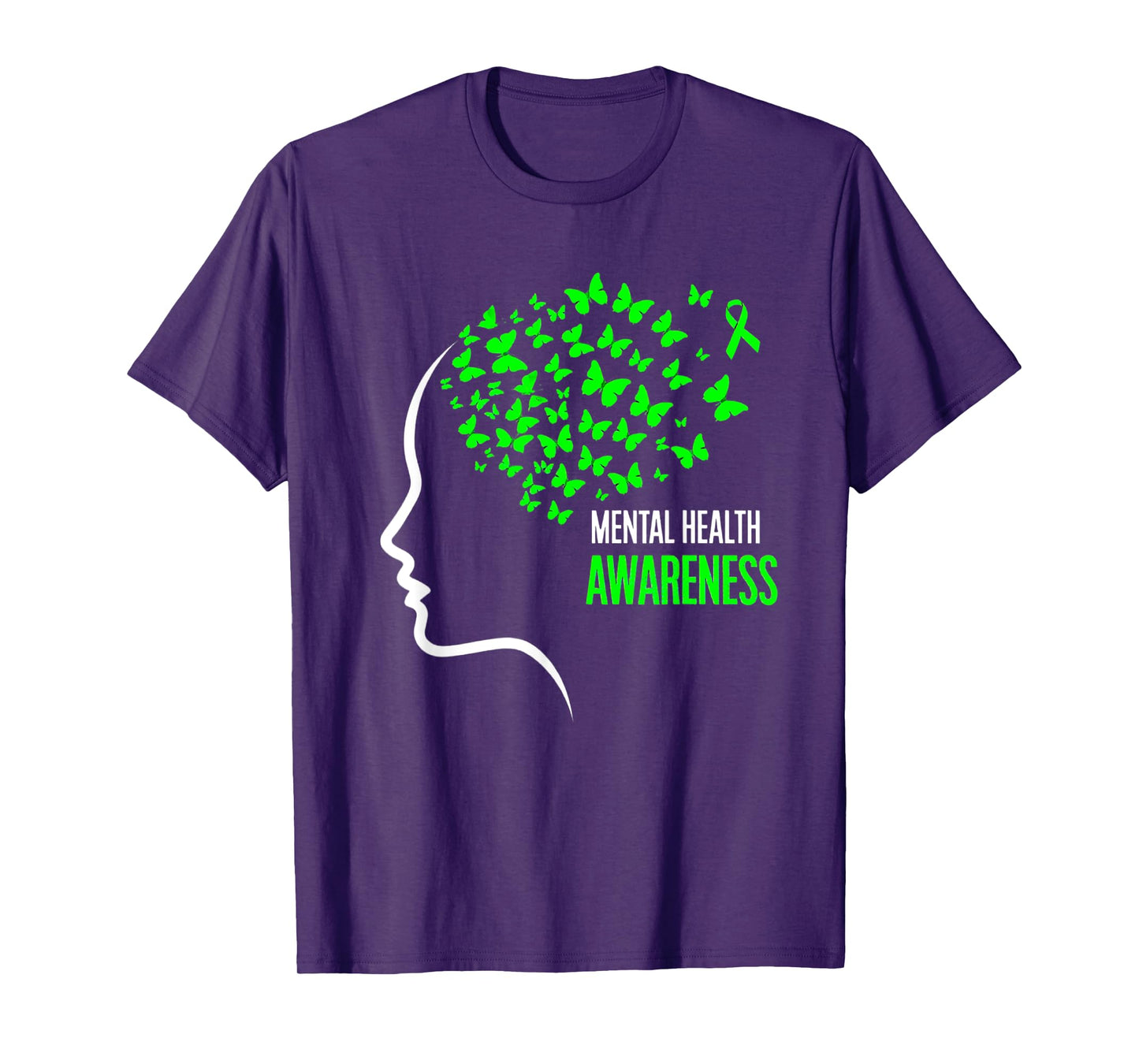 Green Butterfly Mental Health Awareness Ribbon T-Shirt