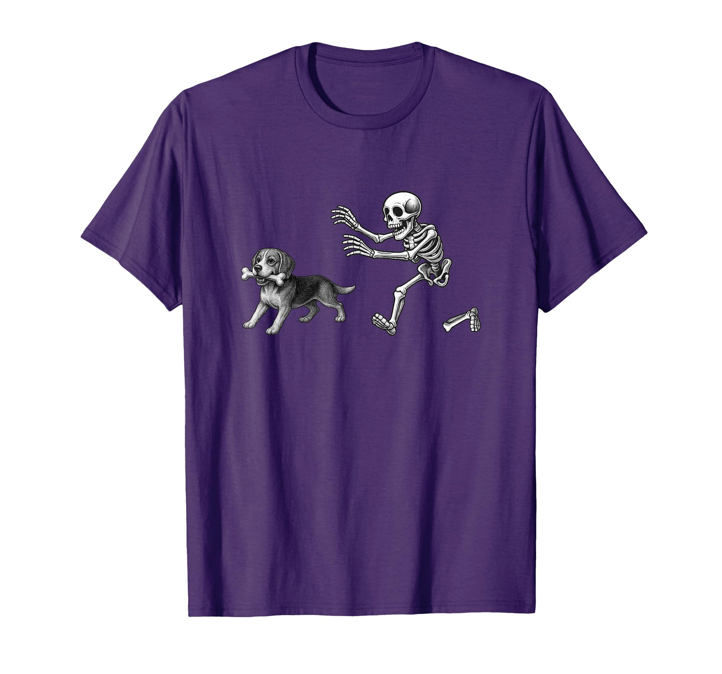Funny Skeleton Chasing Beagle Dog Halloween Dogs Lover T-Shirt