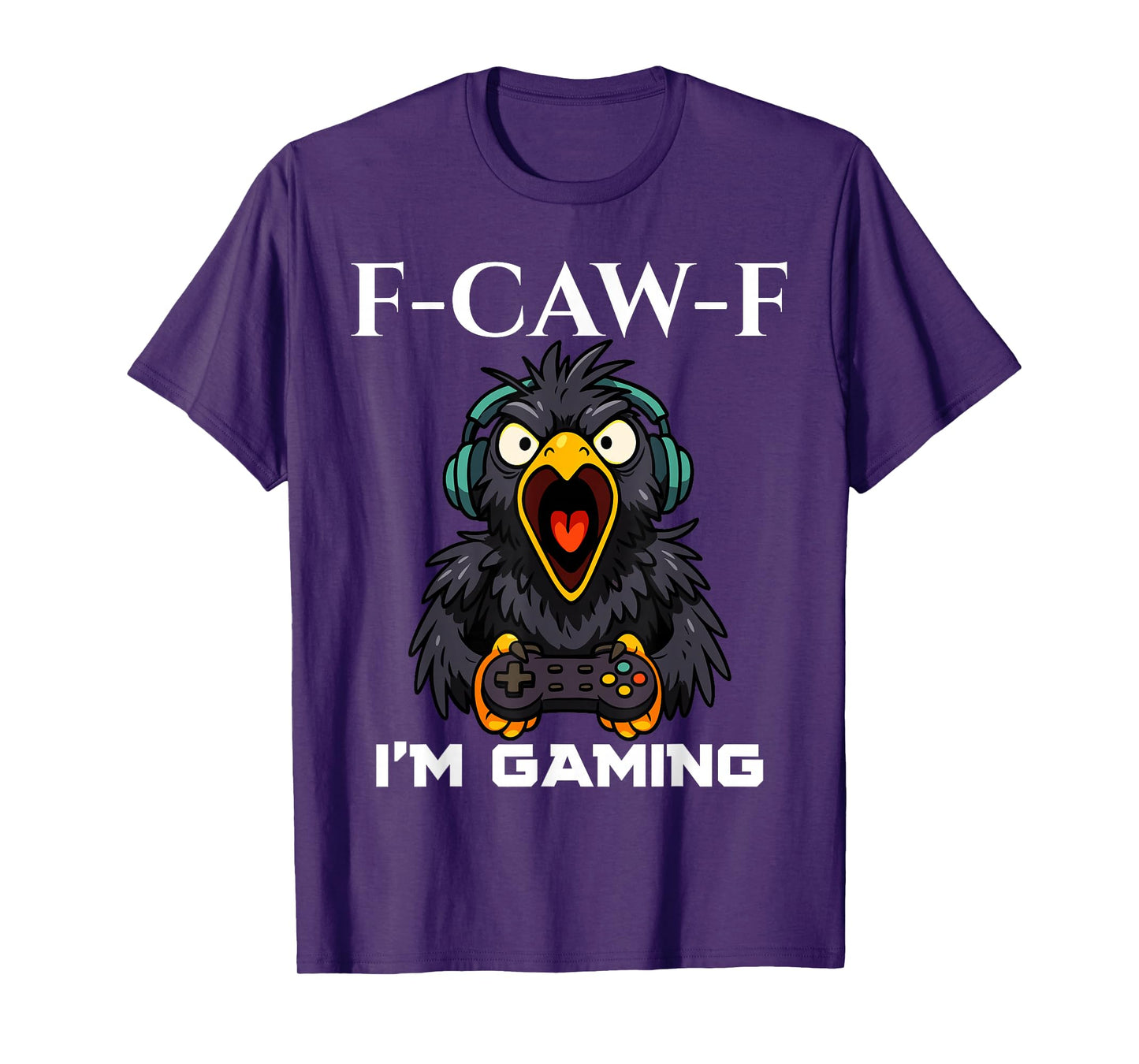 F-CAW-F Funny Crow Gamer Playing Video Game FCAWF Gaming T-Shirt