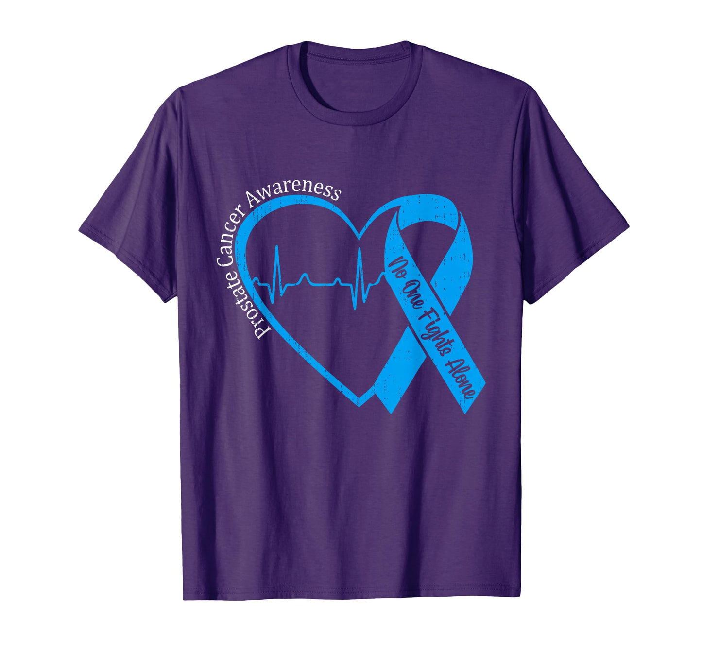 Prostate Cancer Awareness Heart Ribbon Blue Support T-Shirt