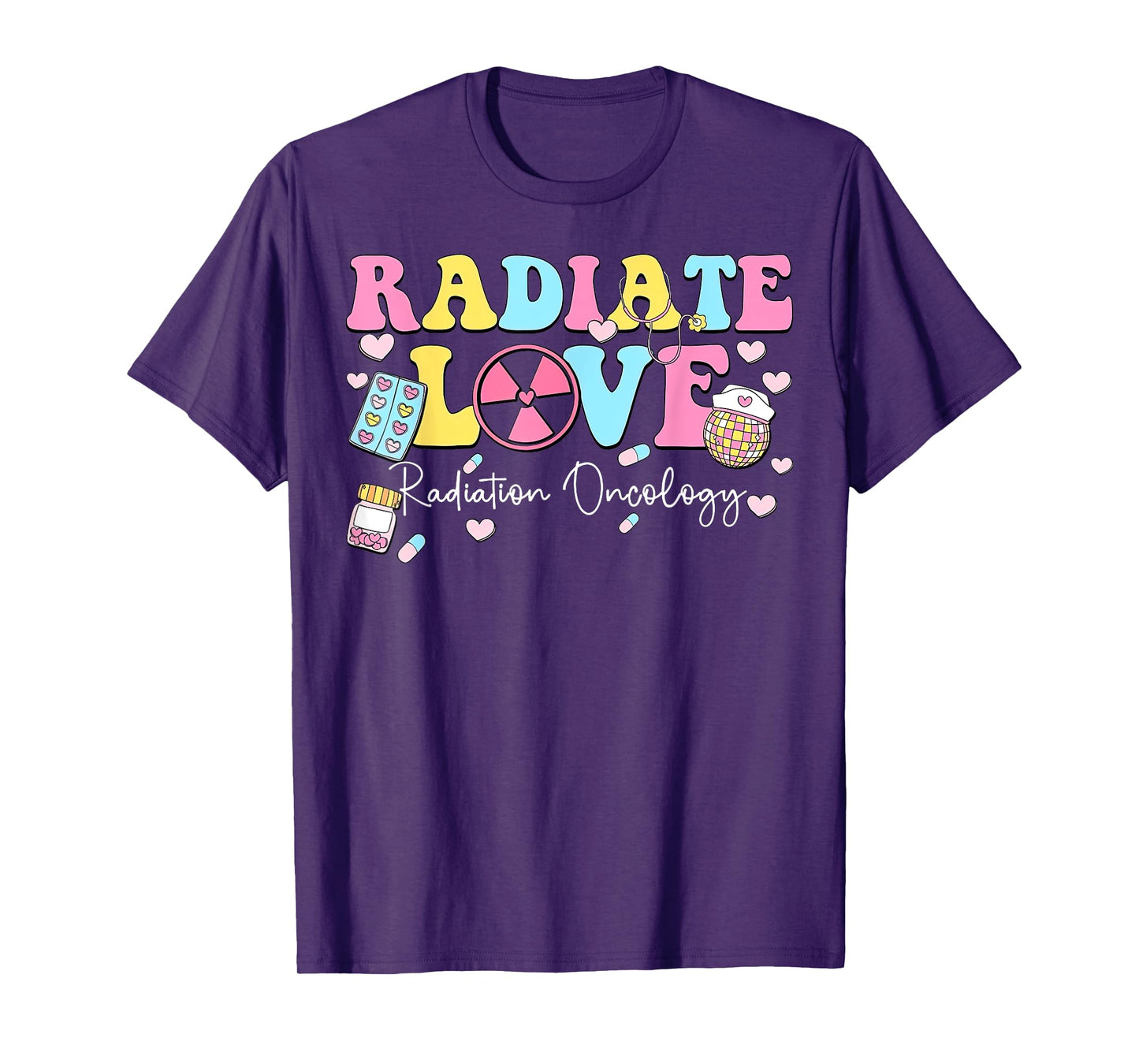 Radiate Love Radiation Oncology Valentine's Day Rad Therapy T-Shirt