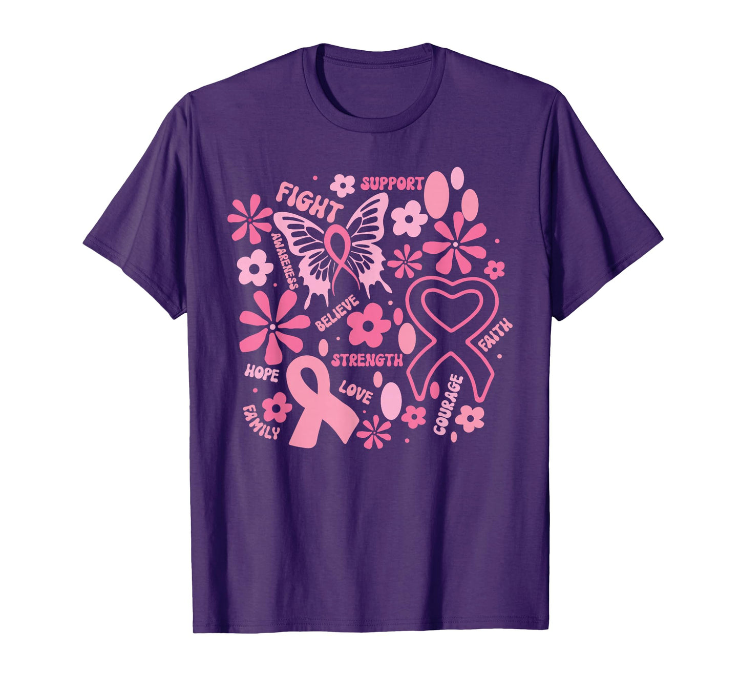Support Hope Love Strength Breast Cancer Awareness T-Shirt