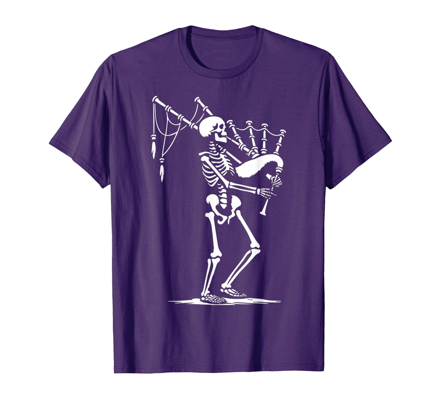Funny Graphics of Skeleton Playing On Medieval Bagpipe T-Shirt