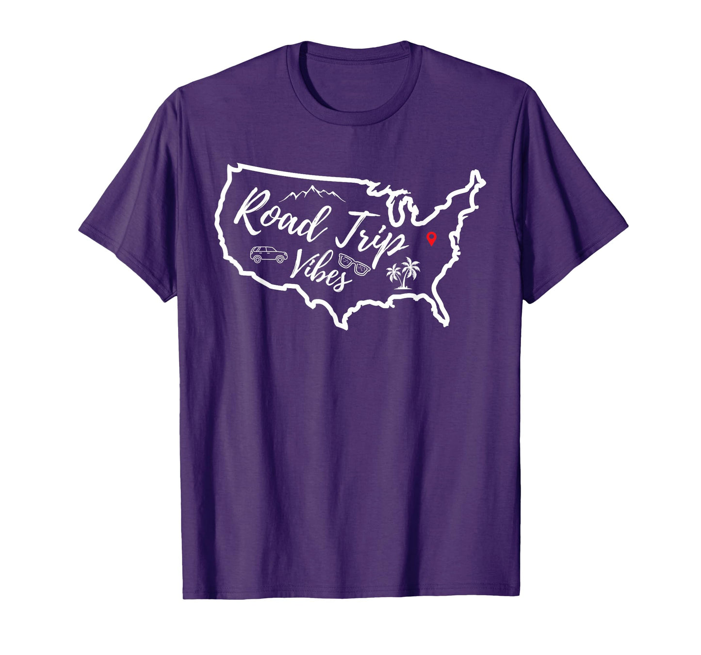Road Trip Vibes Map USA Family Friend Girl Trip Vacation RV T-Shirt