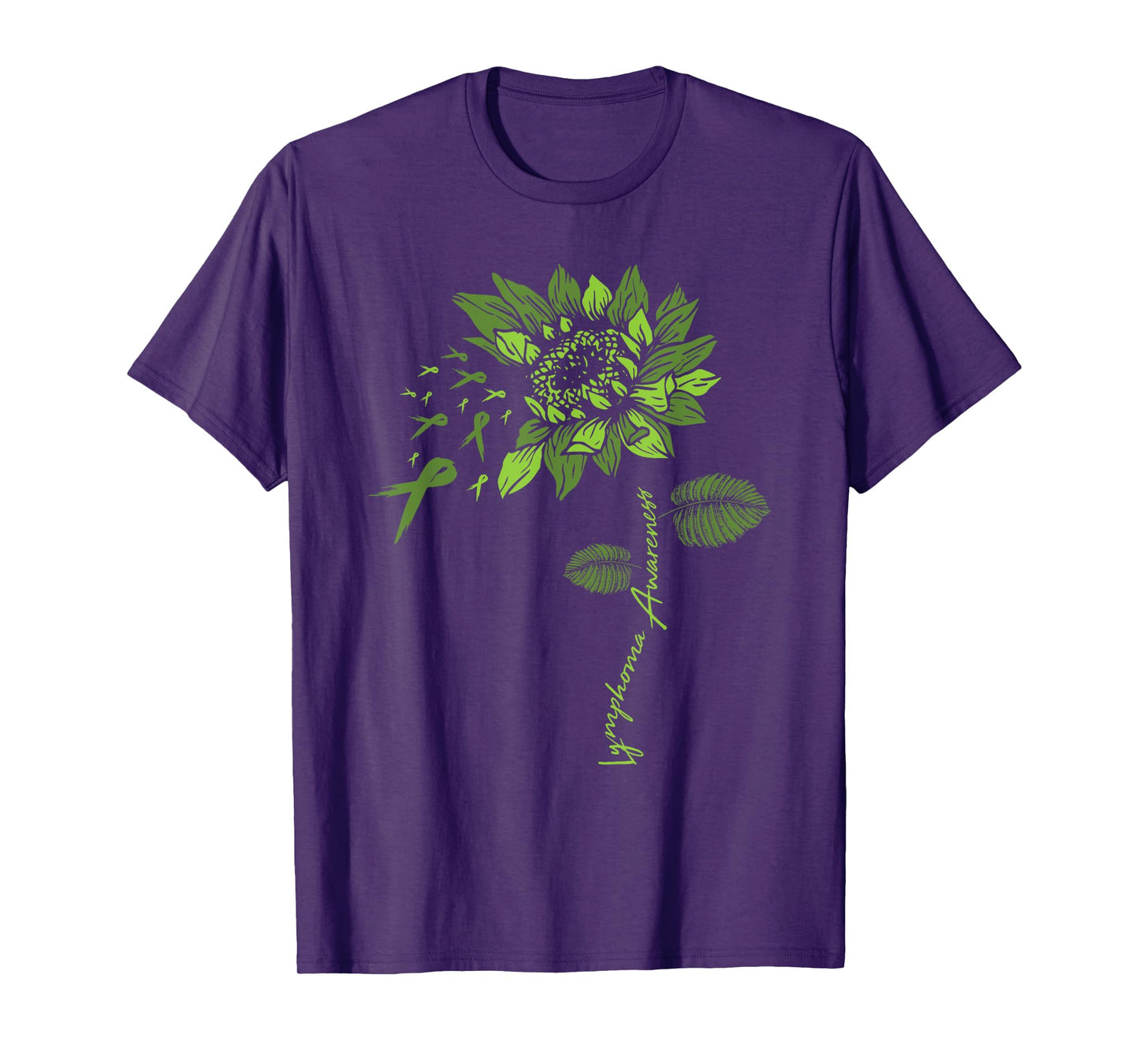 Lymphoma Cancer Awareness Lime Green Ribbon Sunflower Lover T-Shirt