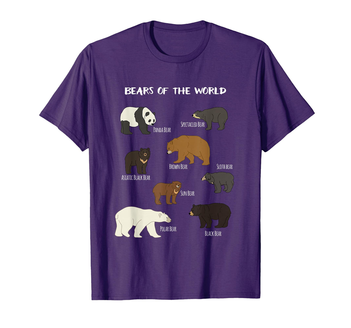 Bears Of The World Grizzly Bear Panda Black Polar T Shirt T-Shirt