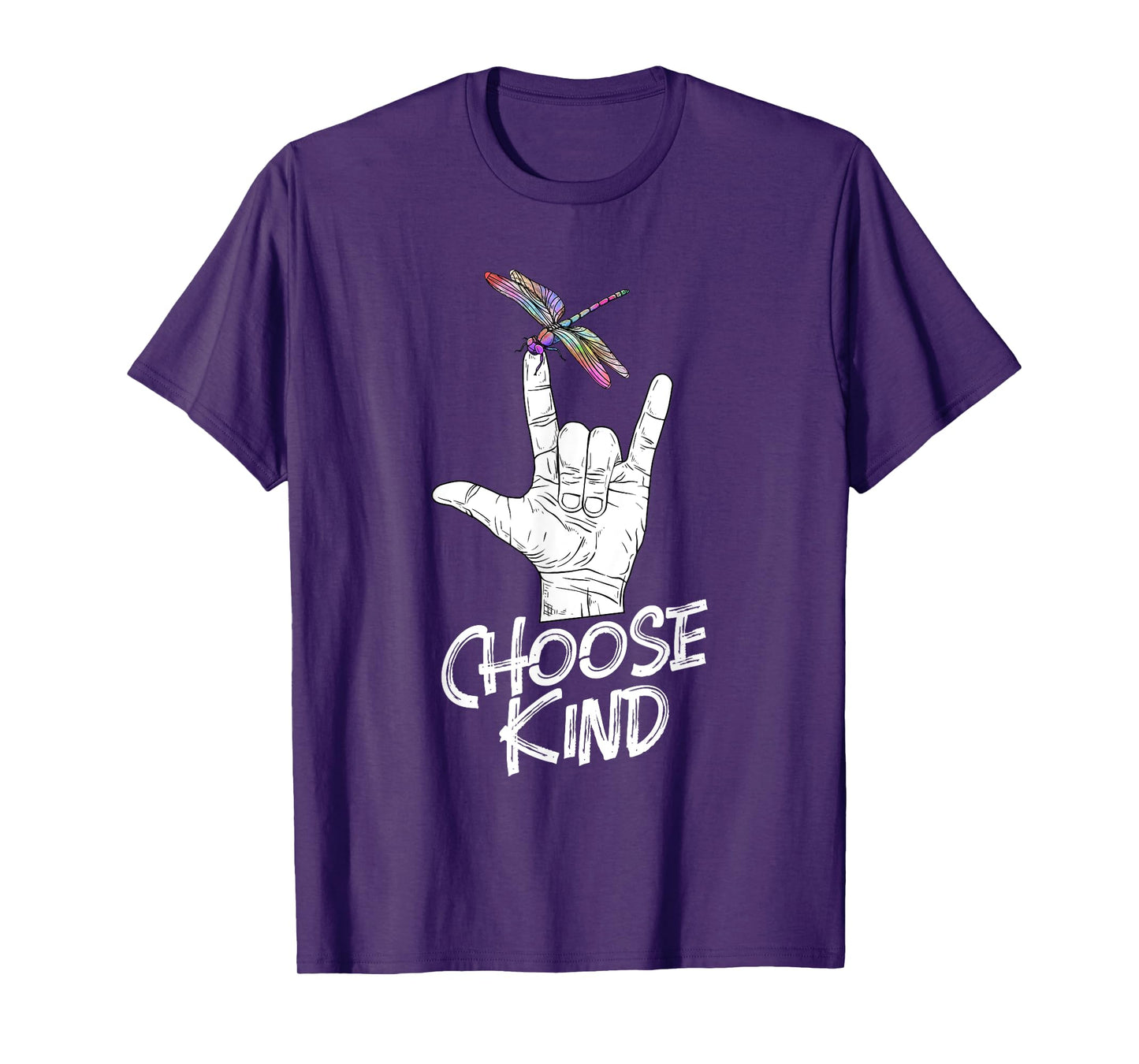 Choose Kind - ASL Language Dragonfly Lover Insects T-Shirt