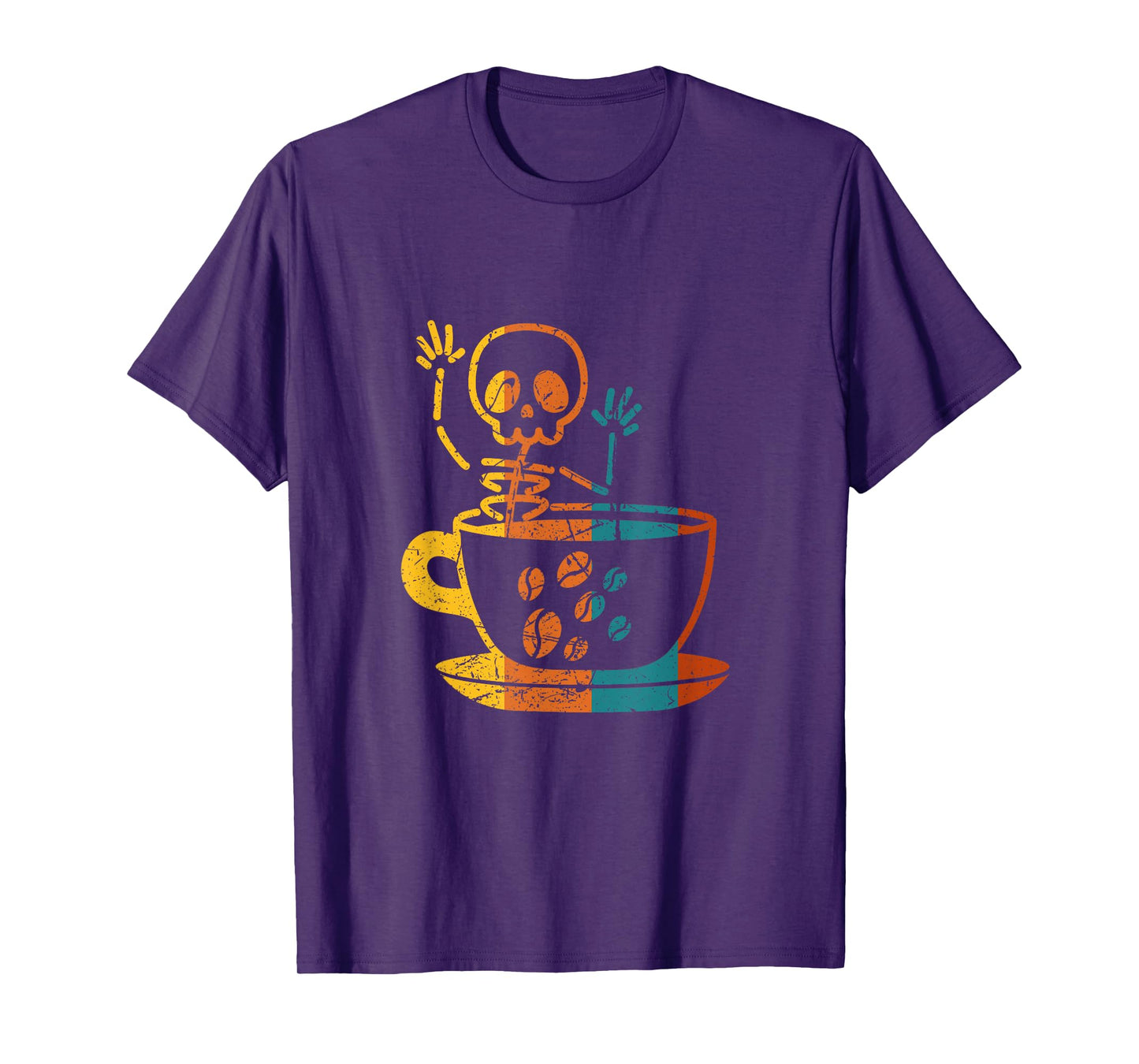 Retro Skeleton Coffee Funny Caffeine Lover Halloween Costume T-Shirt