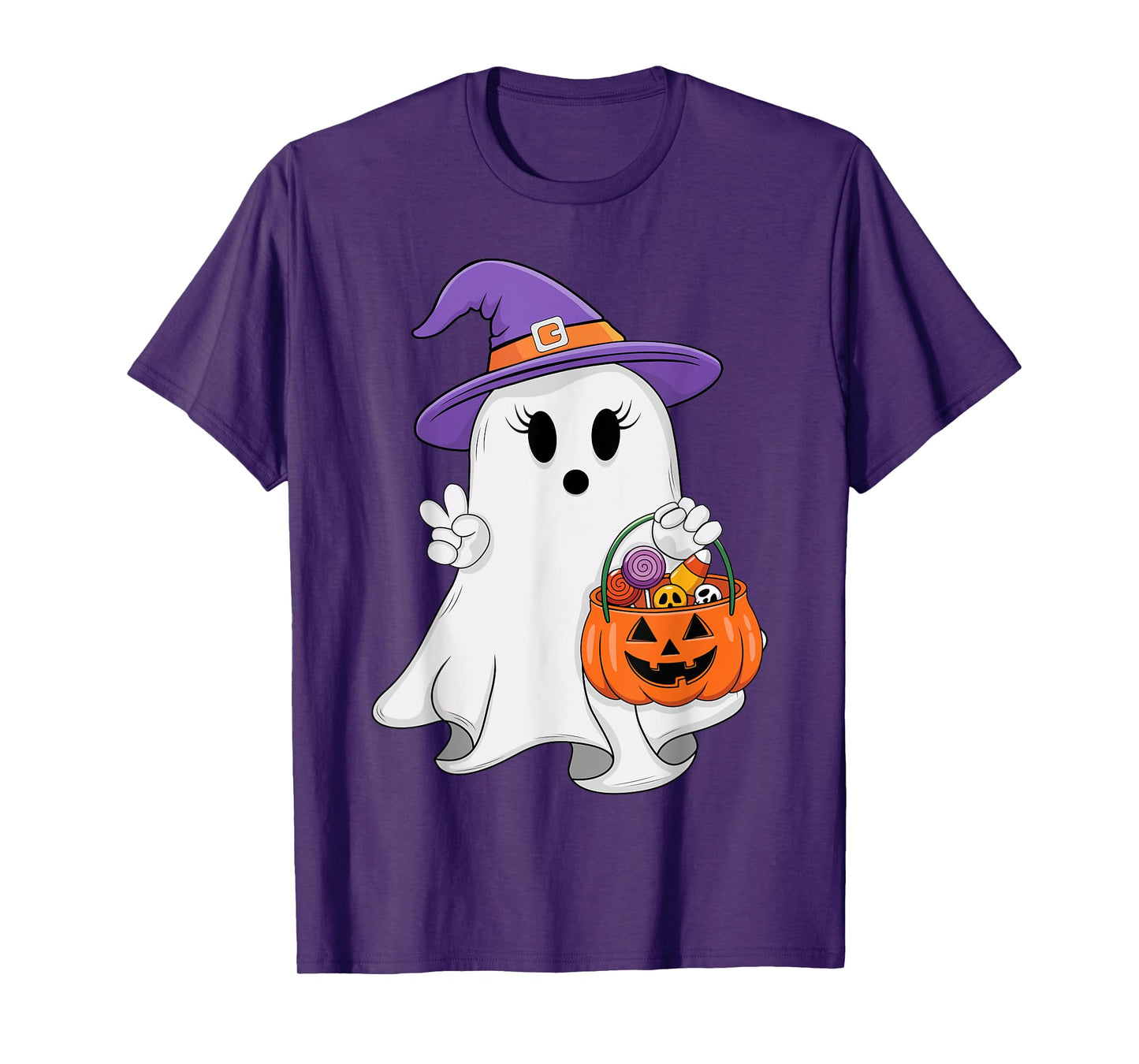 Ghost Pumpkin Halloween Fall Spooky Season Men Women Girls T-Shirt