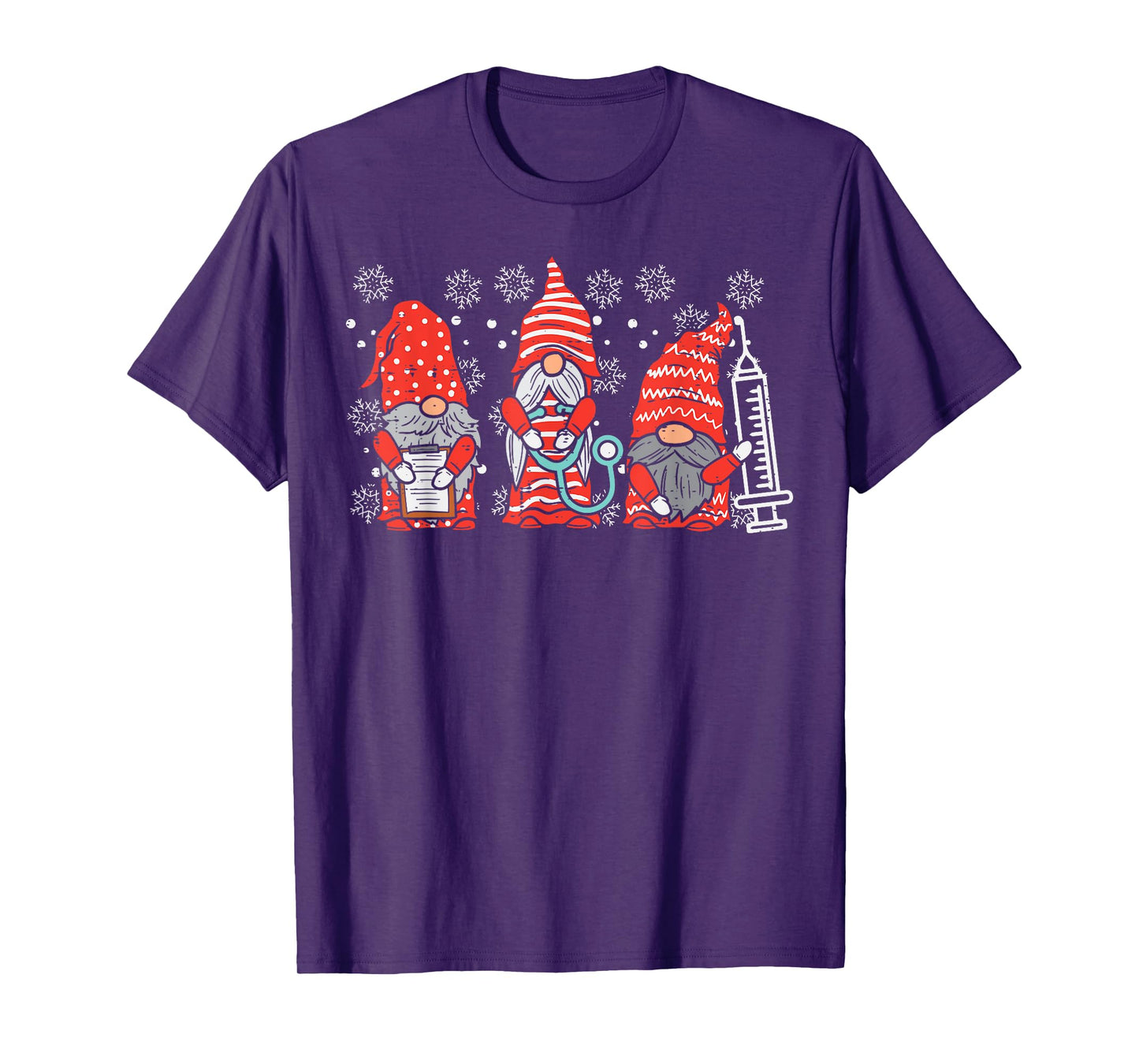 Nurse Christmas Gnomes Cute Xmas Scrub Top For Nurses Women T-Shirt