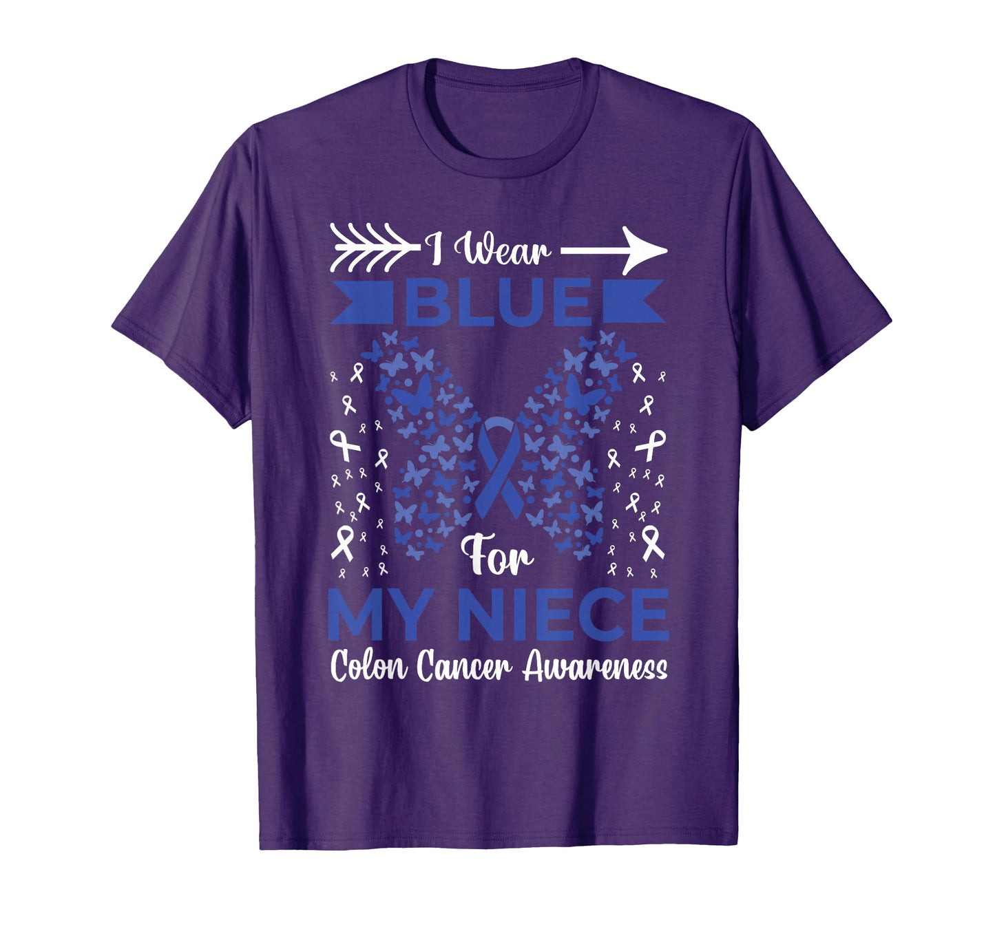 I Wear Blue For My Niece Colon Cancer Awareness Ribbons T-Shirt