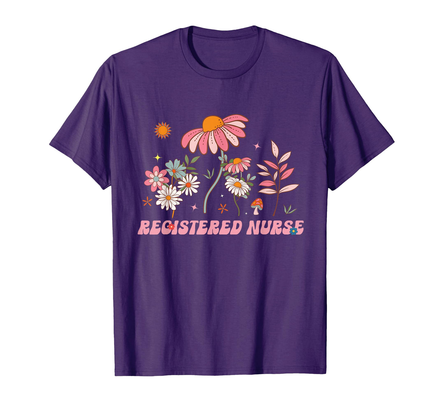 Groovy Registered Nurse Wildflower Flowers Summer T-Shirt