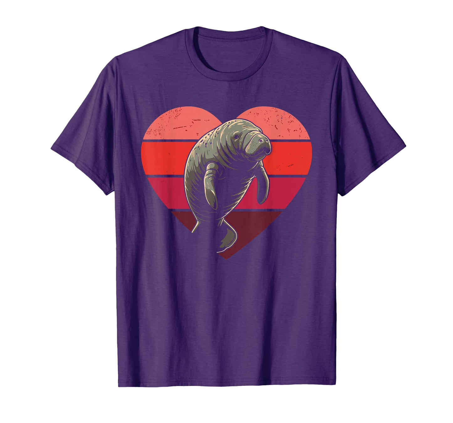 Retro Heart Manatee Vintage Valentine Womens Mens Kids T-Shirt