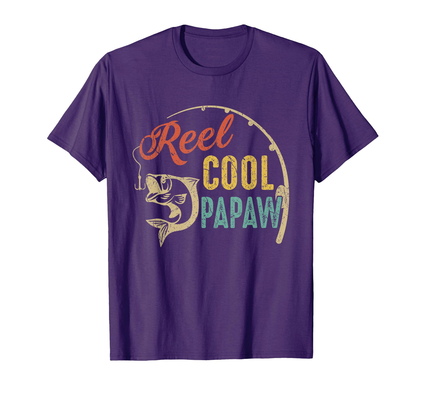 Funny Fathers Day Vintage Fishing Reel Cool Papaw T-Shirt