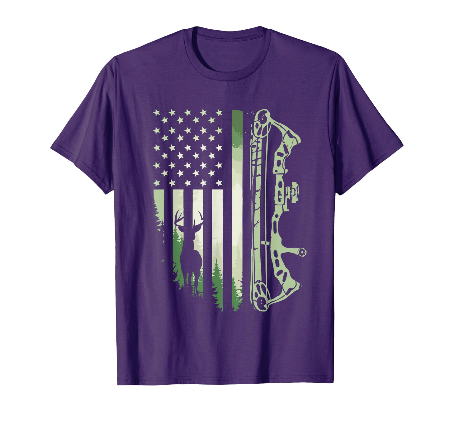 Patriotic Bowhunting USA Flag Bow Archery Deer Hunting Wild T-Shirt