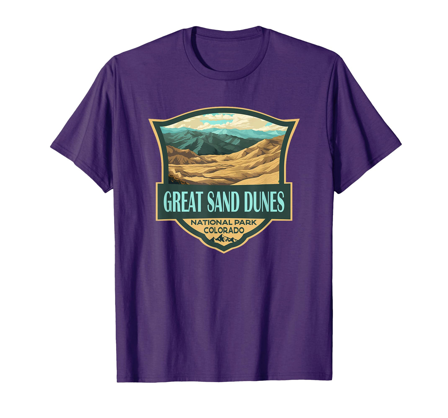 Great Sand Dunes National Park Illustration Retro Badge T-Shirt