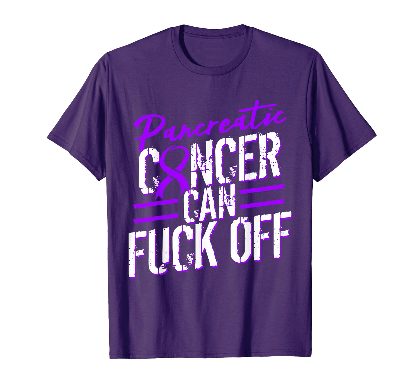 Pancreatic Cancer Fuck Off T-shirt Purple Ribbon Support T-Shirt