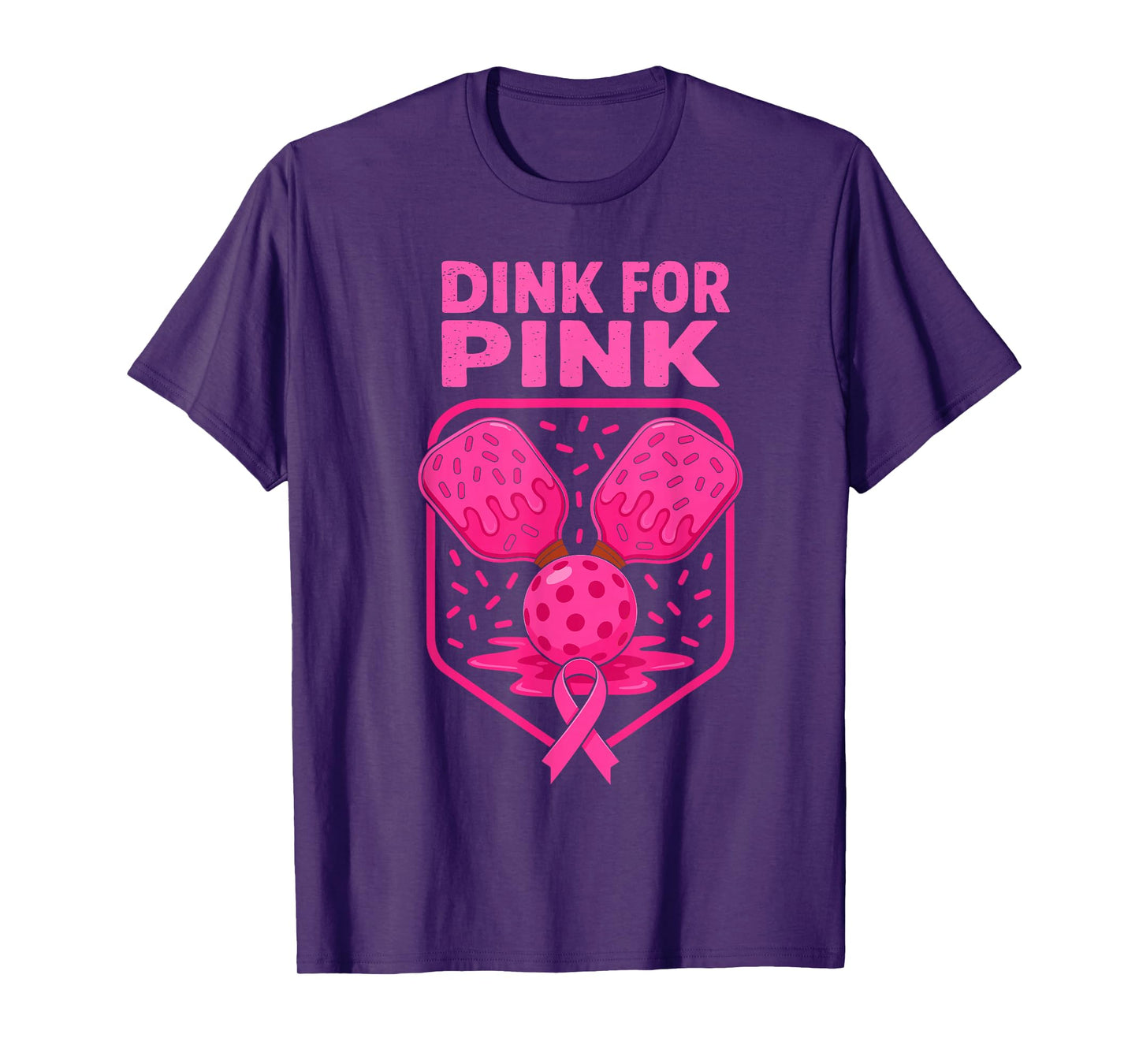 Dink For Pink Breast Cancer Awareness Pickleball Pink Ribbon T-Shirt