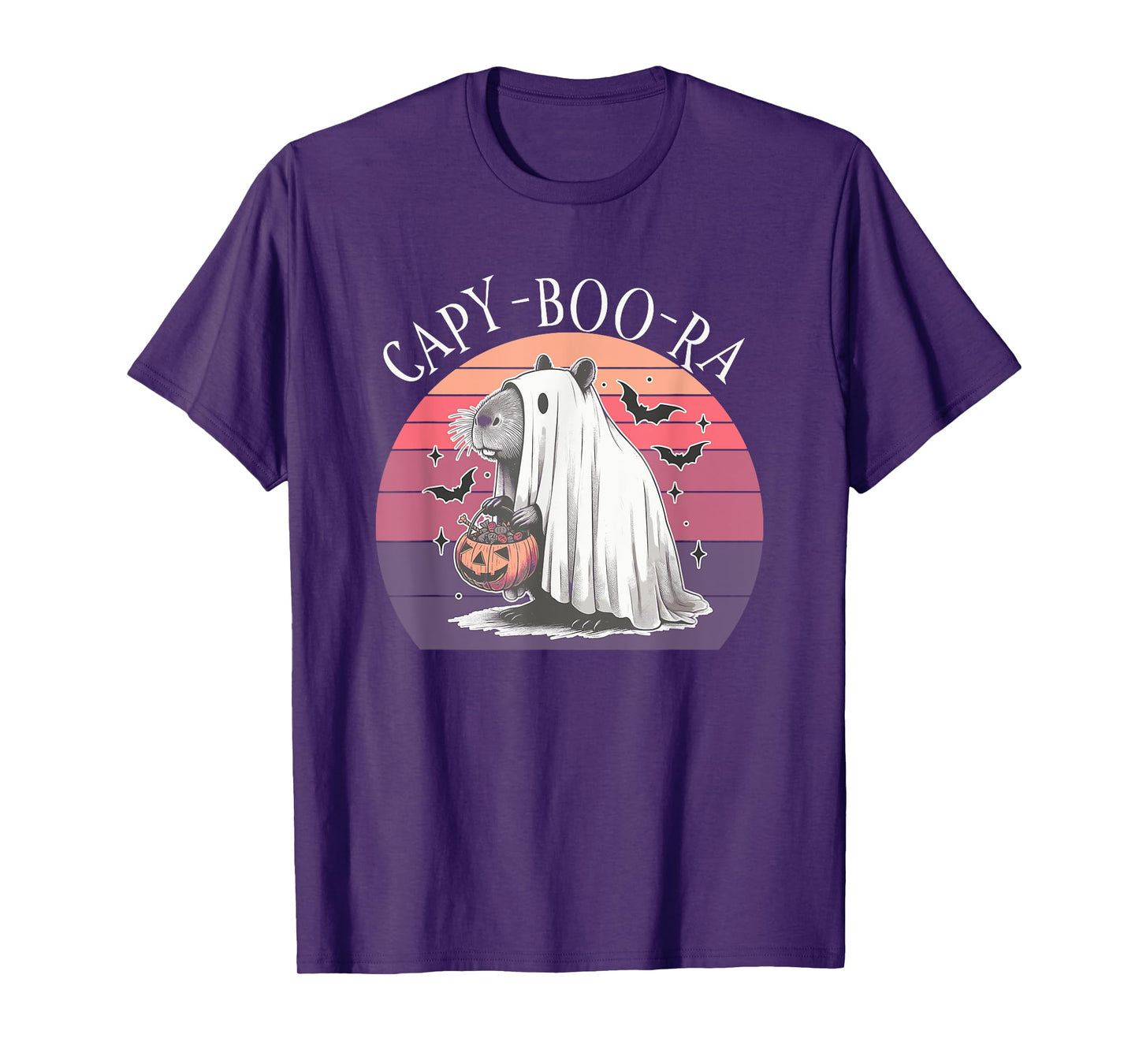 CAPY-Boo-RA Capybara Boo Ghoul Pumpkin Bats Quote T-Shirt